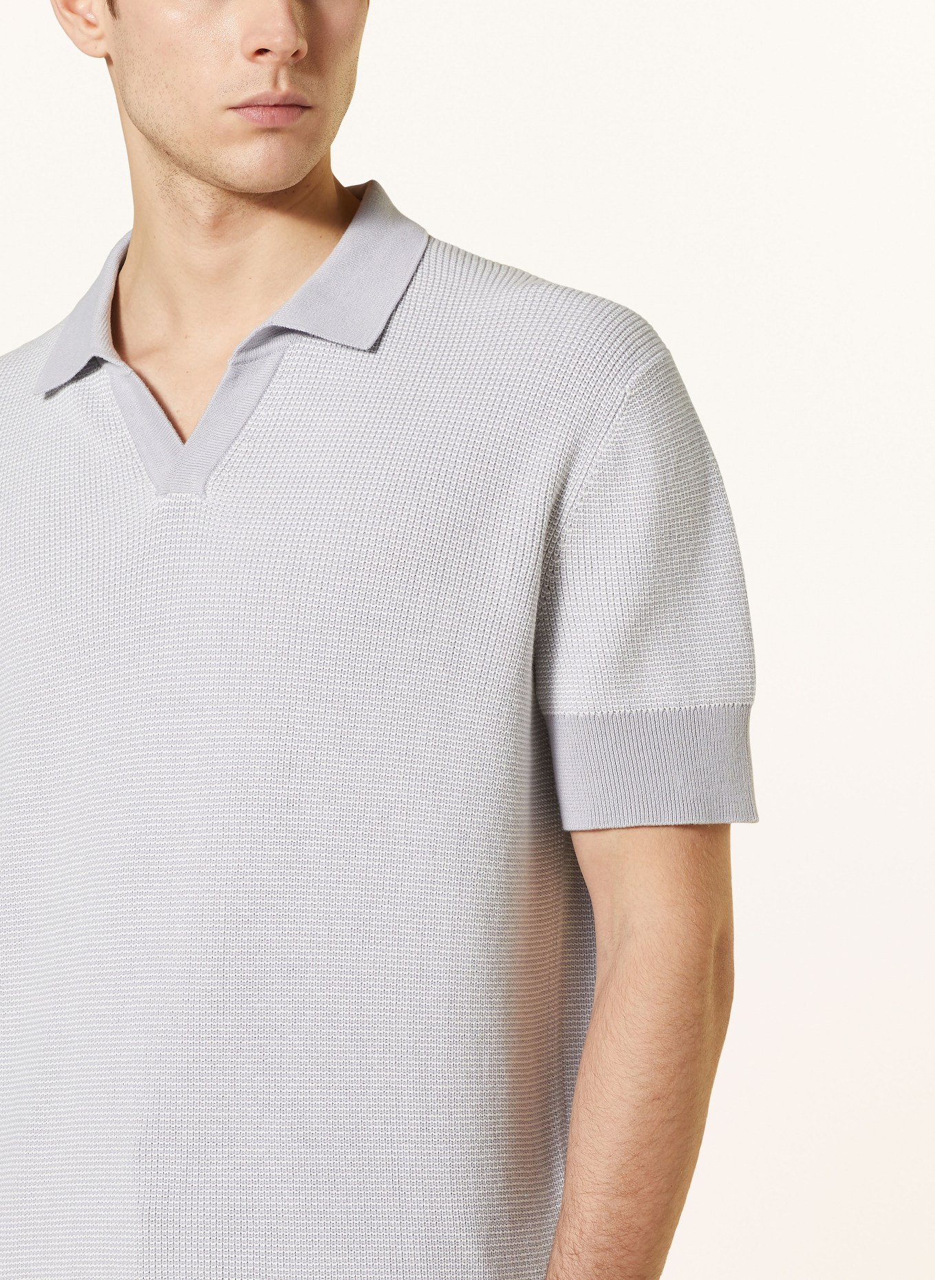 STROKESMAN'S Knitted polo shirt, Color: LIGHT GRAY (Image 4)