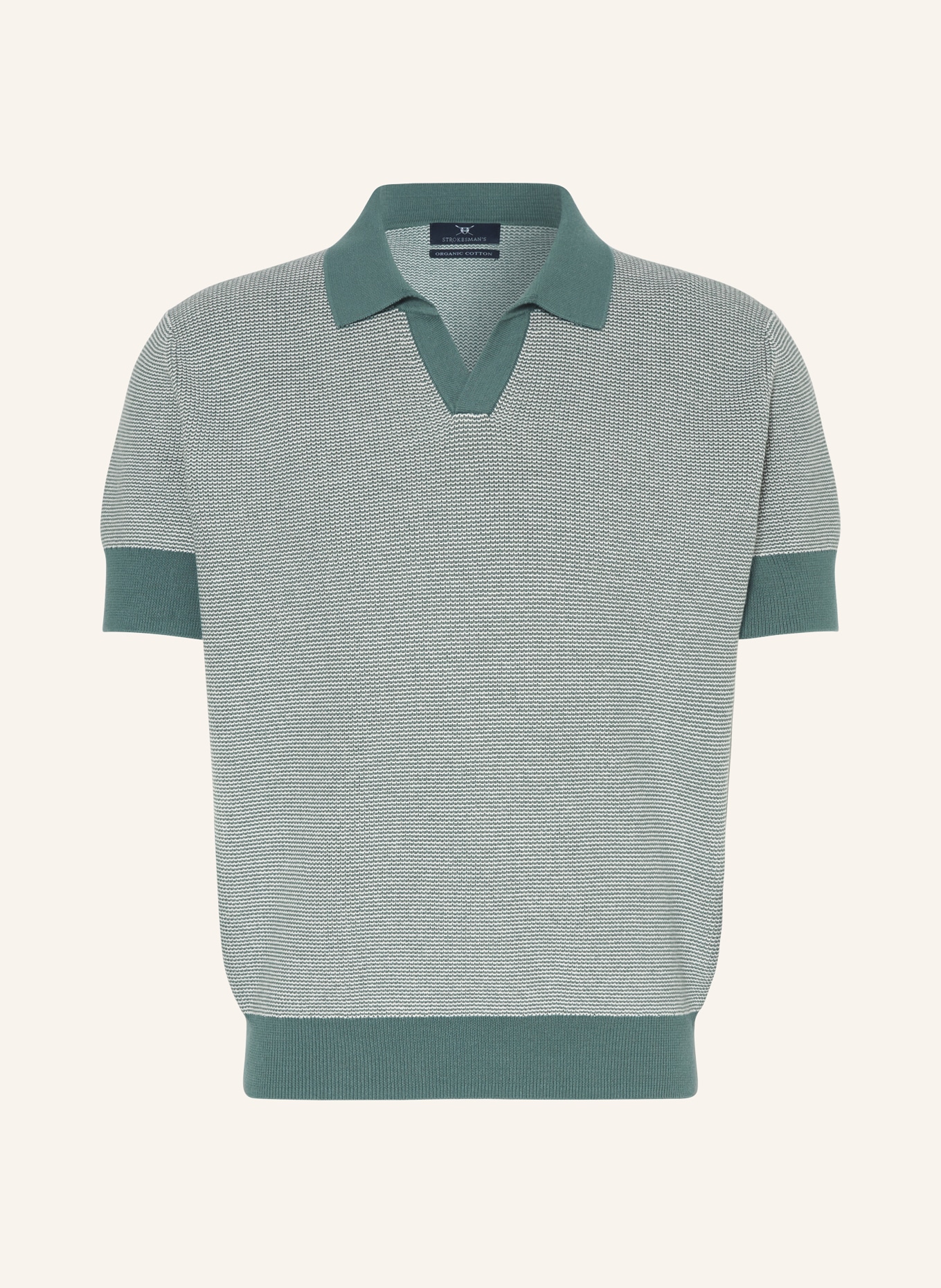 STROKESMAN'S Strick-Poloshirt: WEISS / GRÜN