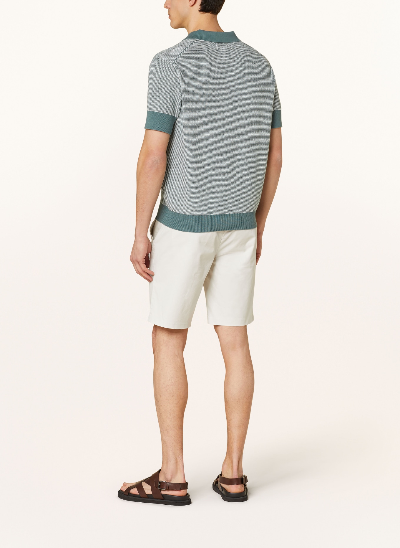 STROKESMAN'S Strick-Poloshirt: WEISS / GRÜN