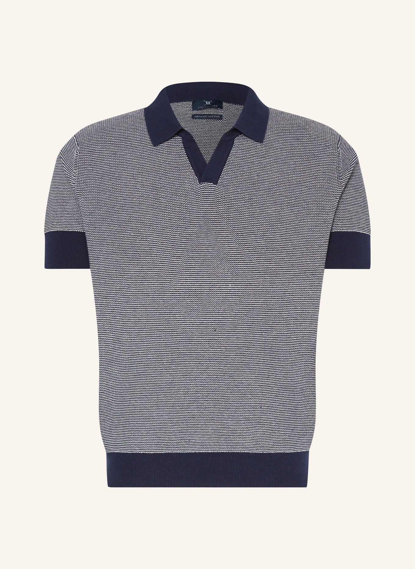STROKESMAN'S Knitted polo shirt, Color: DARK BLUE/ WHITE (Image 1)