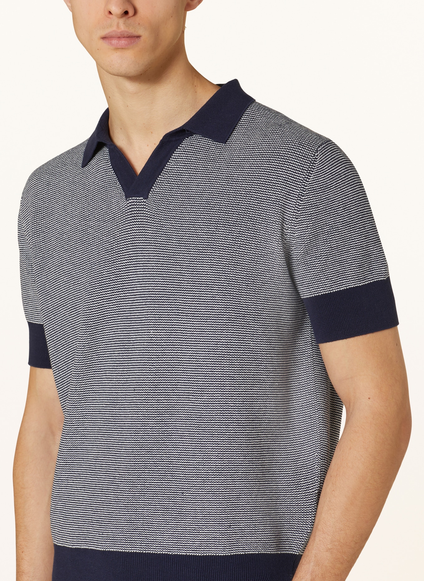 STROKESMAN'S Knitted polo shirt, Color: DARK BLUE/ WHITE (Image 4)
