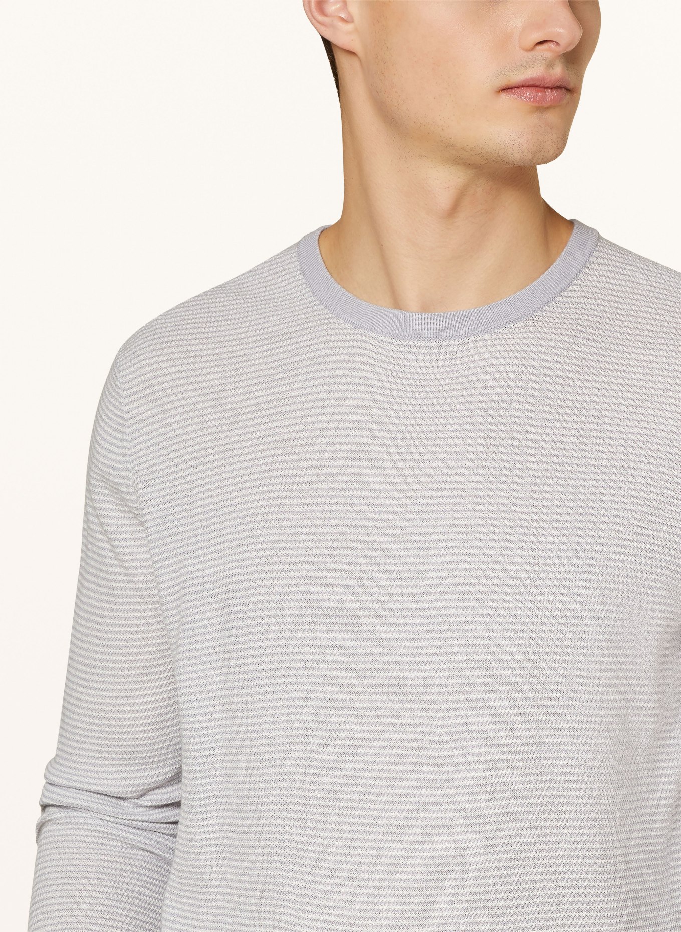 STROKESMAN'S Sweater, Color: LIGHT GRAY/ WHITE (Image 4)