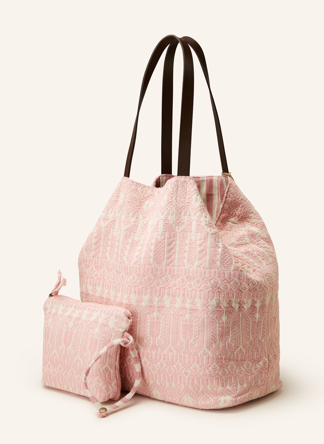 ANOKHI Reversible shopper with pouch, Color: PINK/ ECRU (Image 2)