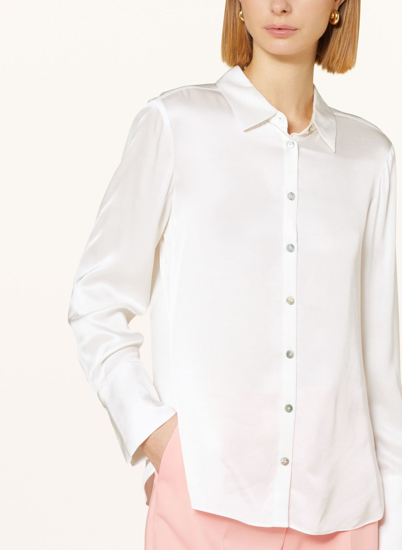 s.Oliver BLACK LABEL Satin shirt blouse, Color: ECRU (Image 4)