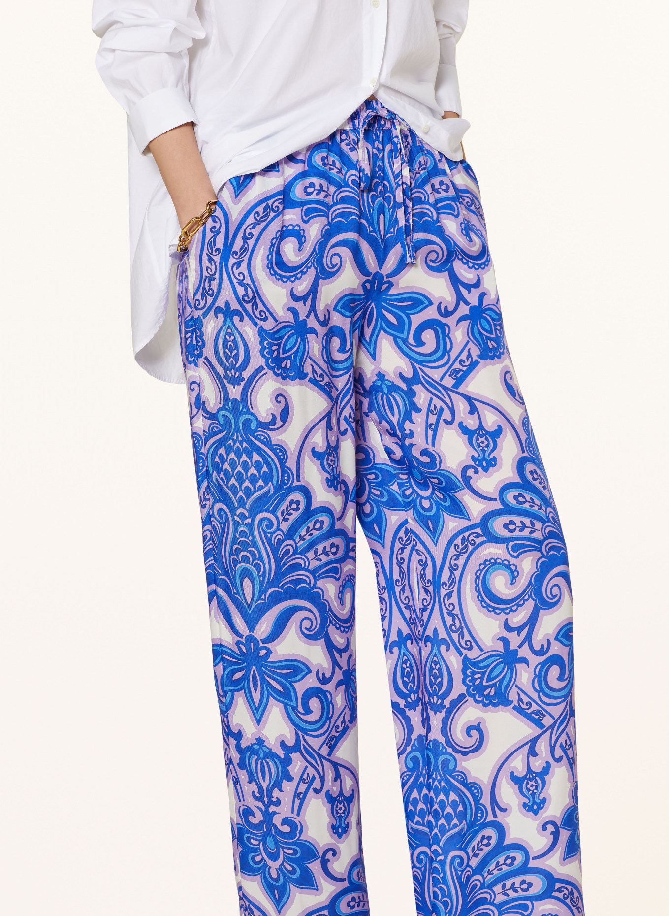 MRS & HUGS Trousers with silk, Color: BLUE/ LIGHT PURPLE/ WHITE (Image 5)