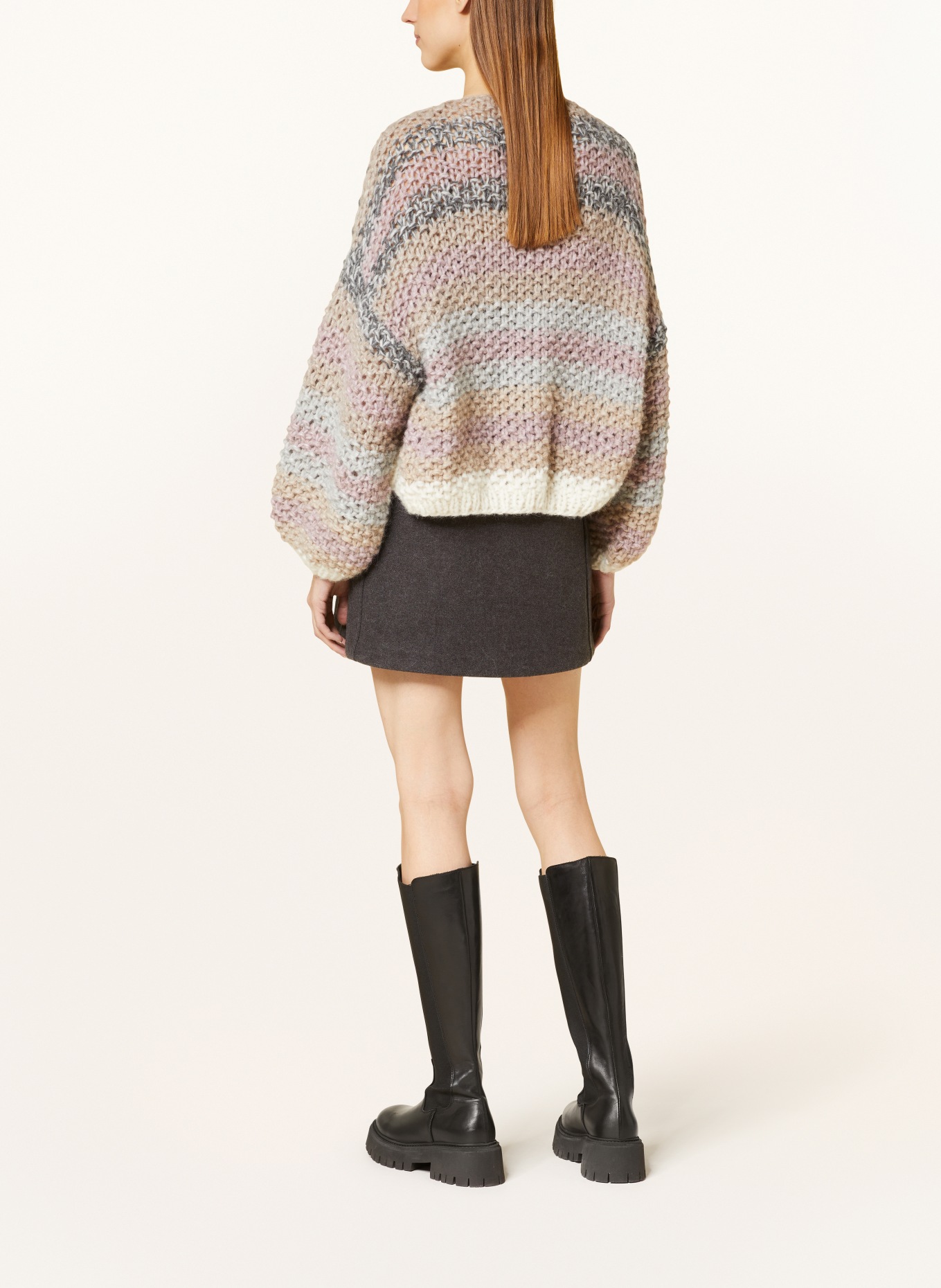 MAIAMI Knit cardigan made of alpaca, Color: BEIGE/ ROSE/ GRAY (Image 3)