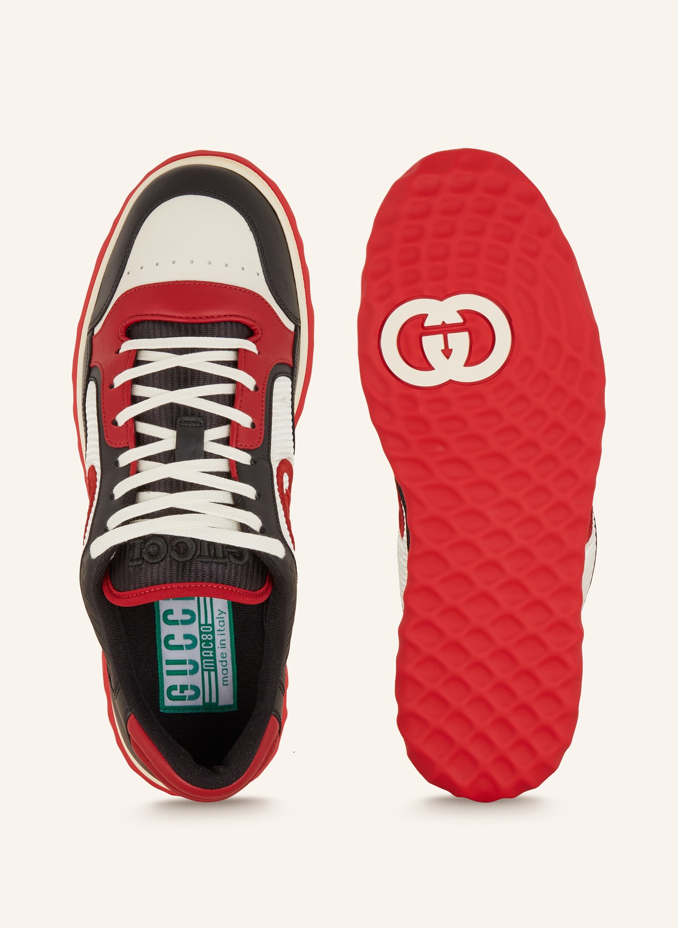GUCCI Sneakersy MAC80, Barva: 1051 BLACK/WHITE/RED (Obrázek 5)