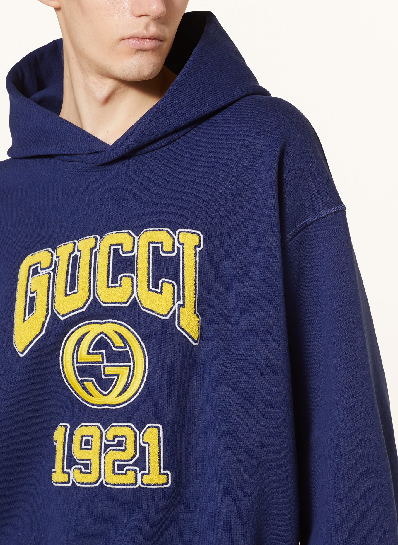 GUCCI Oversized hoodie, Color: DARK BLUE/ YELLOW (Image 5)