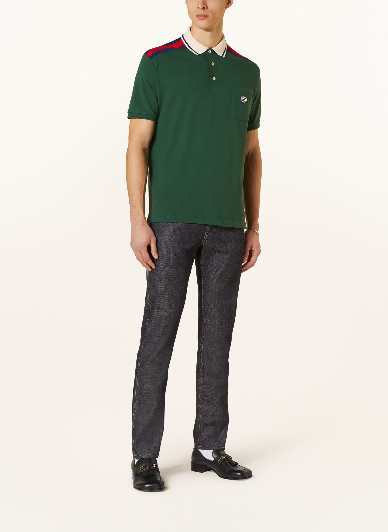 GUCCI Poloshirt Regular Fit, Farbe: DUNKELGRÜN/ DUNKELBLAU/ ROT (Bild 2)