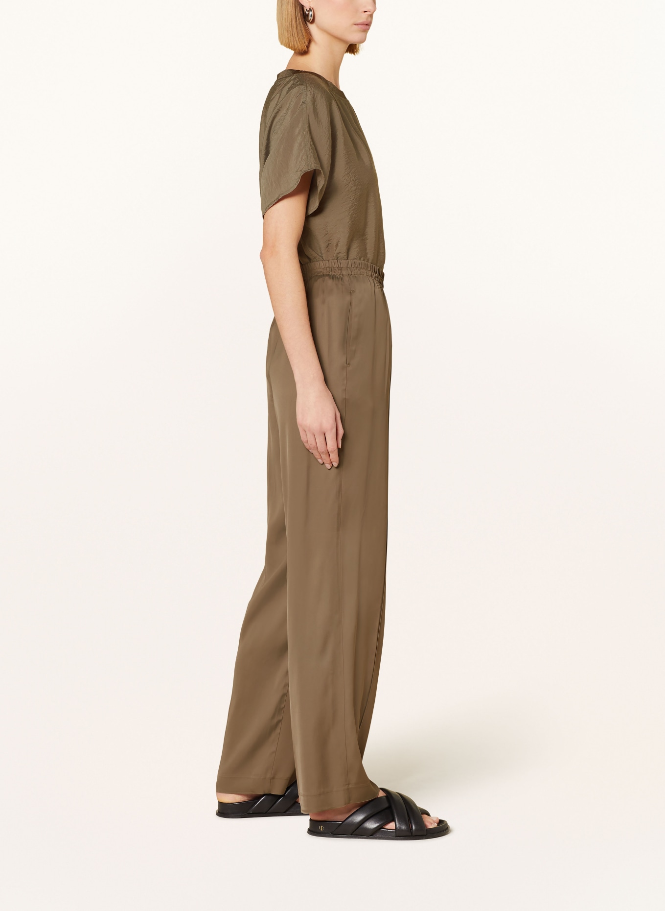 Marc O'Polo Wide leg trousers in satin, Color: DARK BROWN (Image 4)