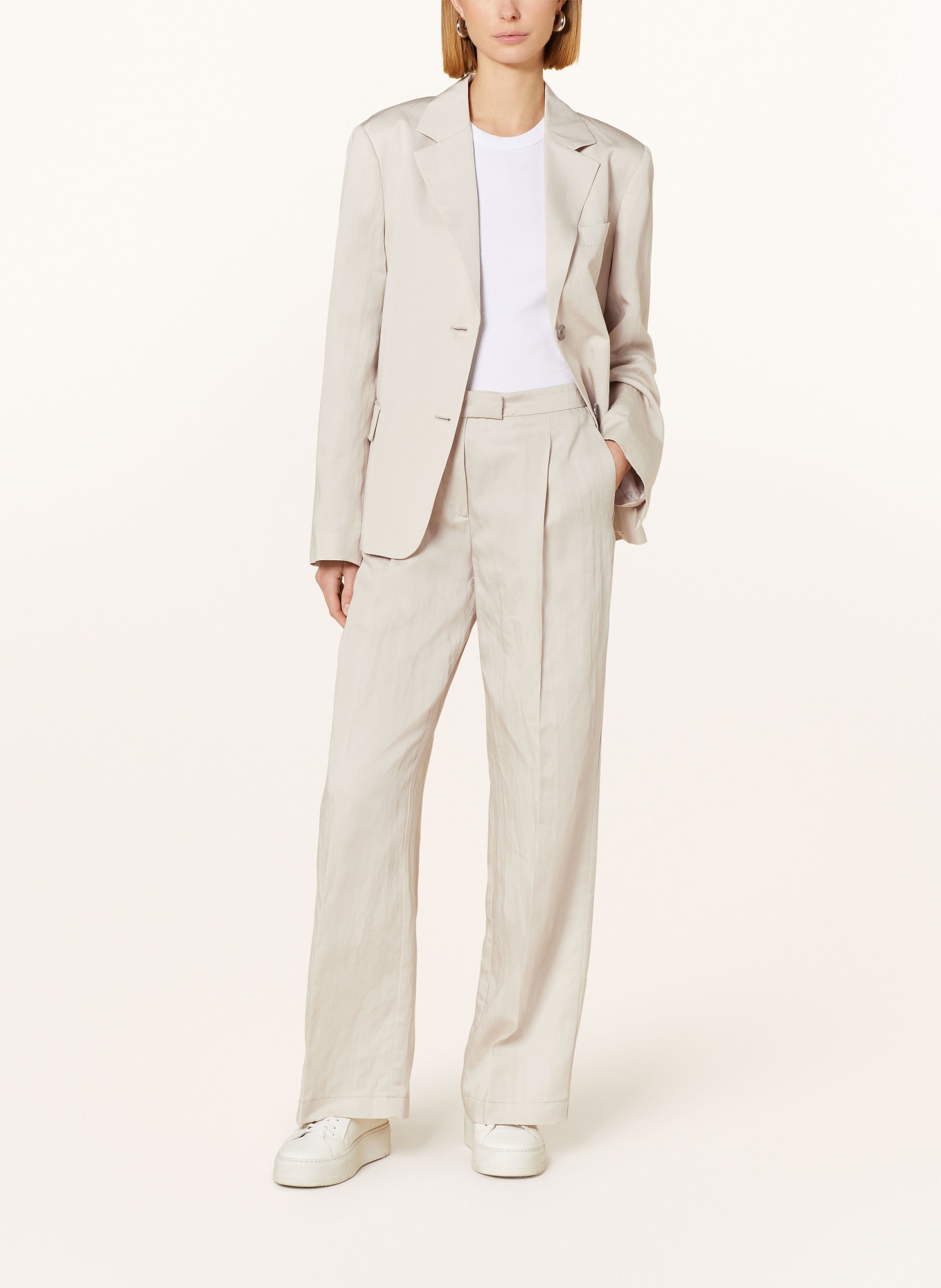 Marc O'Polo Wide leg trousers with linen, Color: CREAM (Image 2)