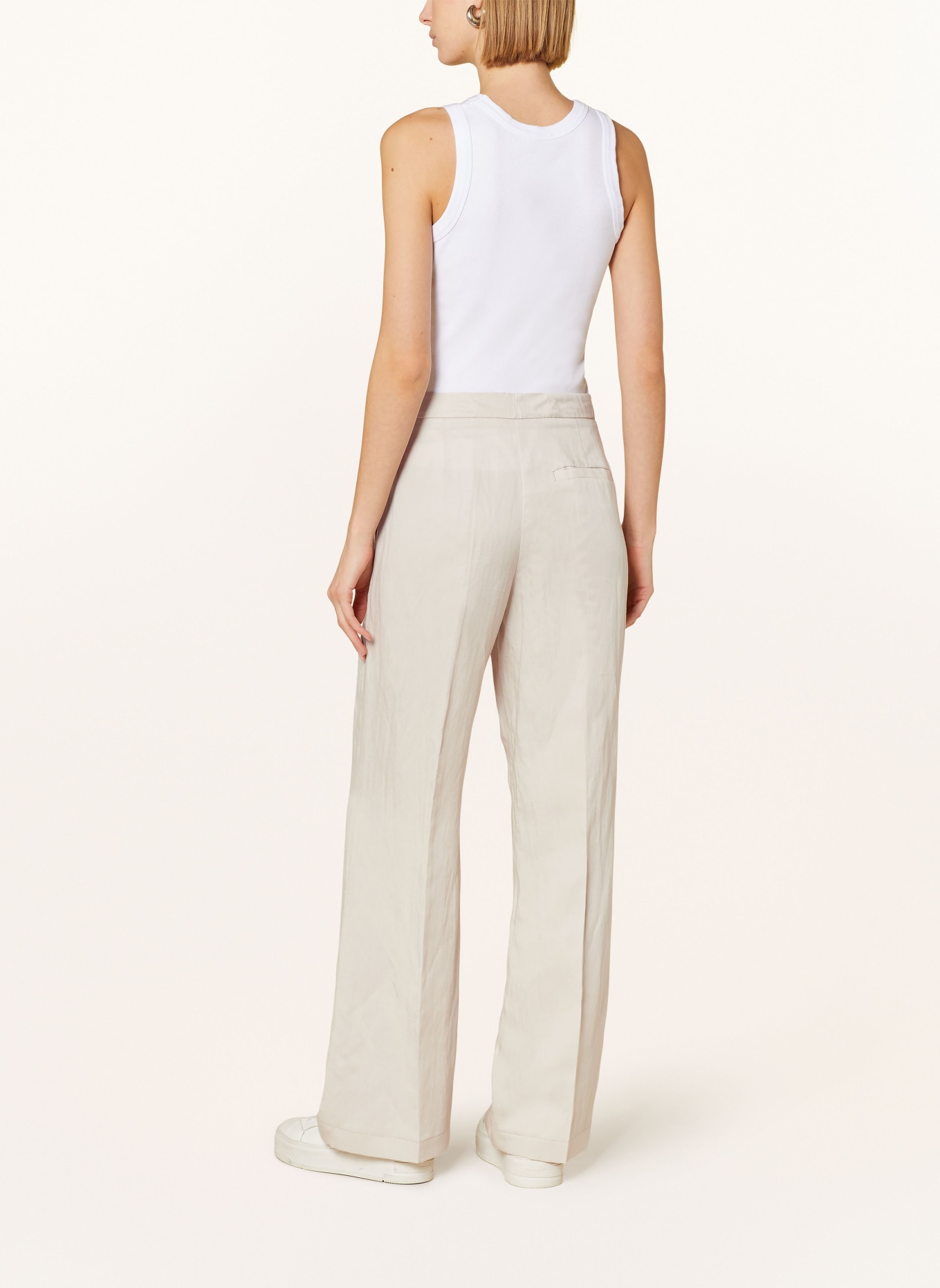 Marc O'Polo Wide leg trousers with linen, Color: CREAM (Image 3)