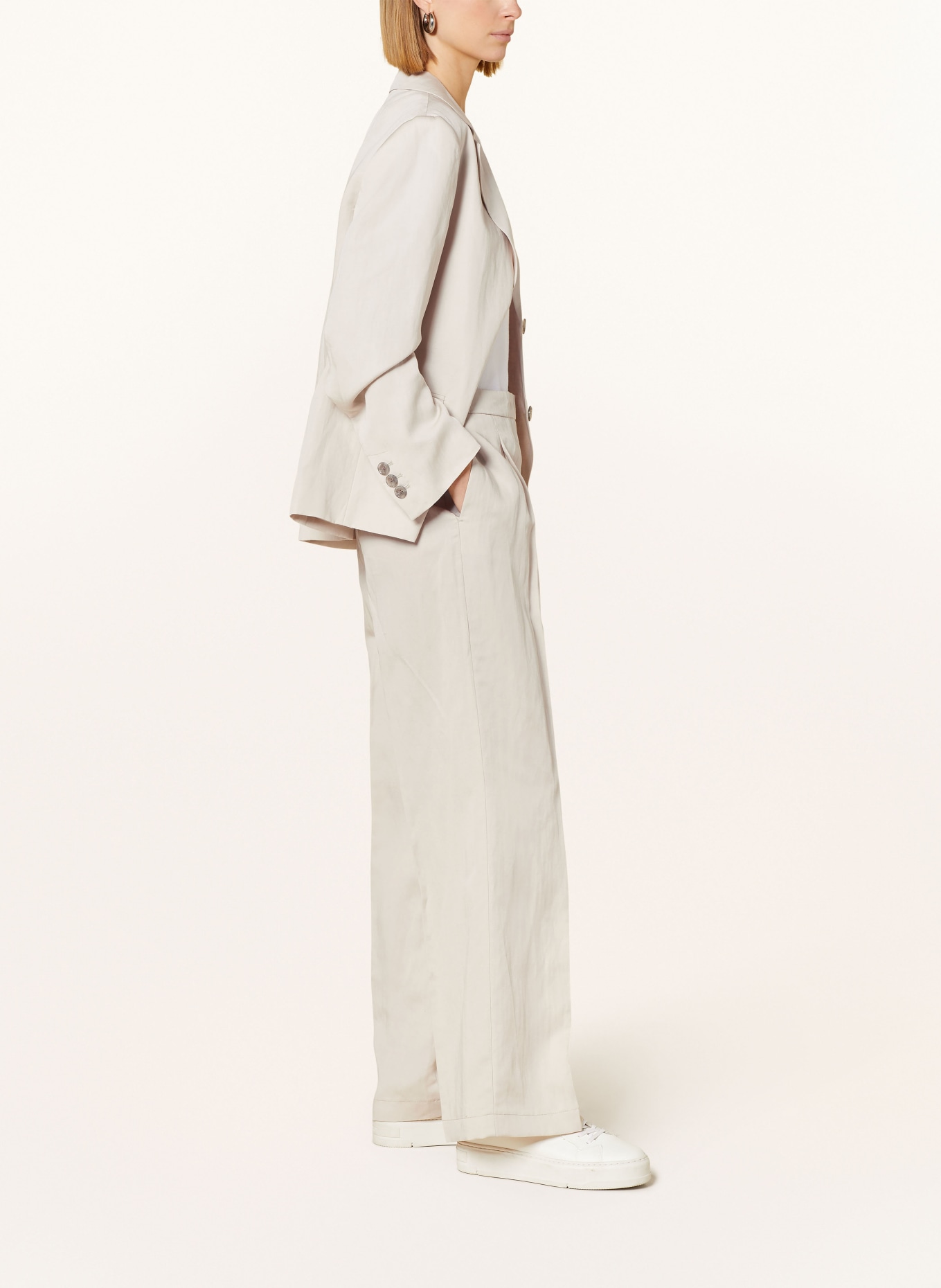 Marc O'Polo Wide leg trousers with linen, Color: CREAM (Image 4)