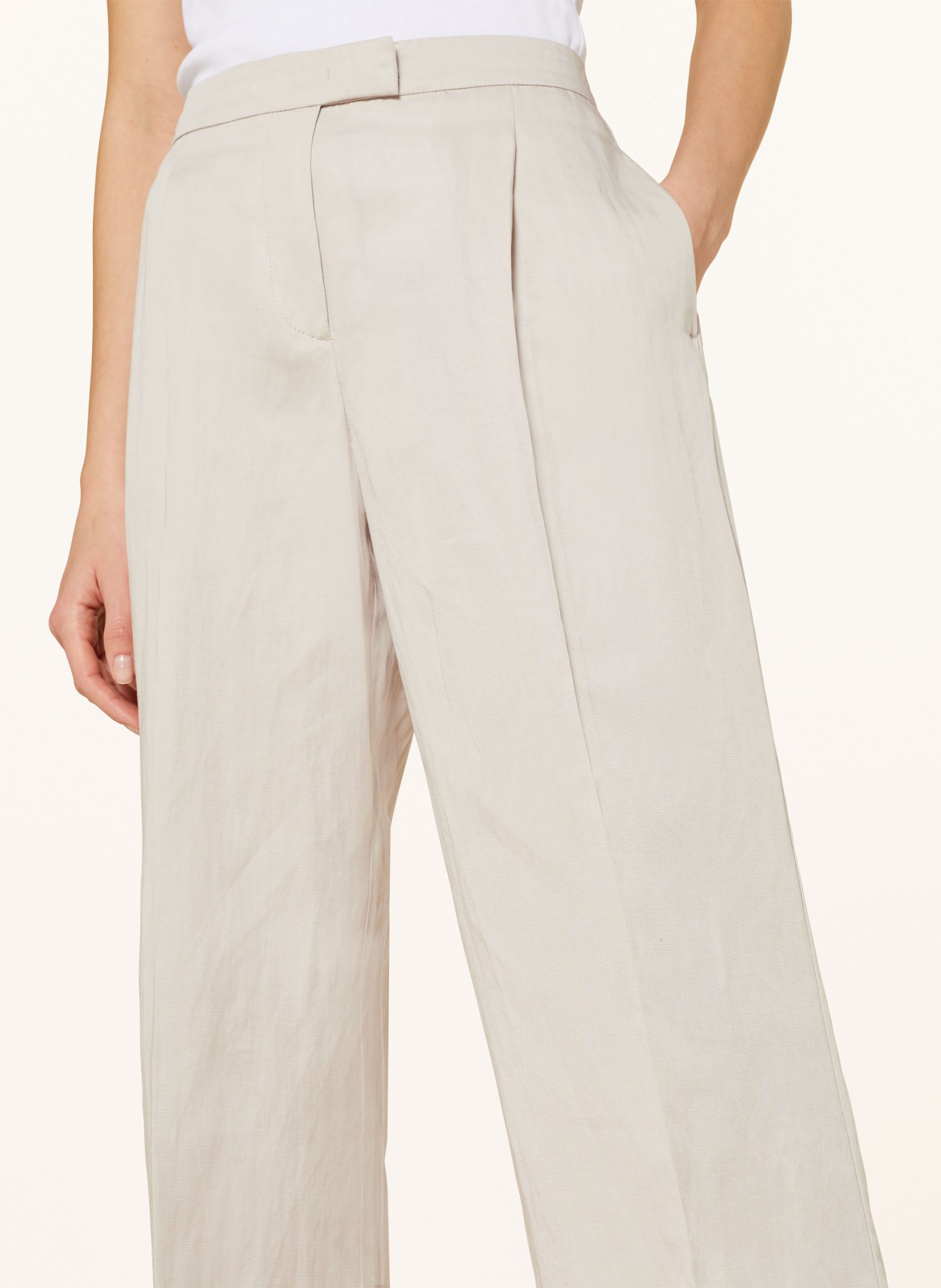 Marc O'Polo Wide leg trousers with linen, Color: CREAM (Image 5)