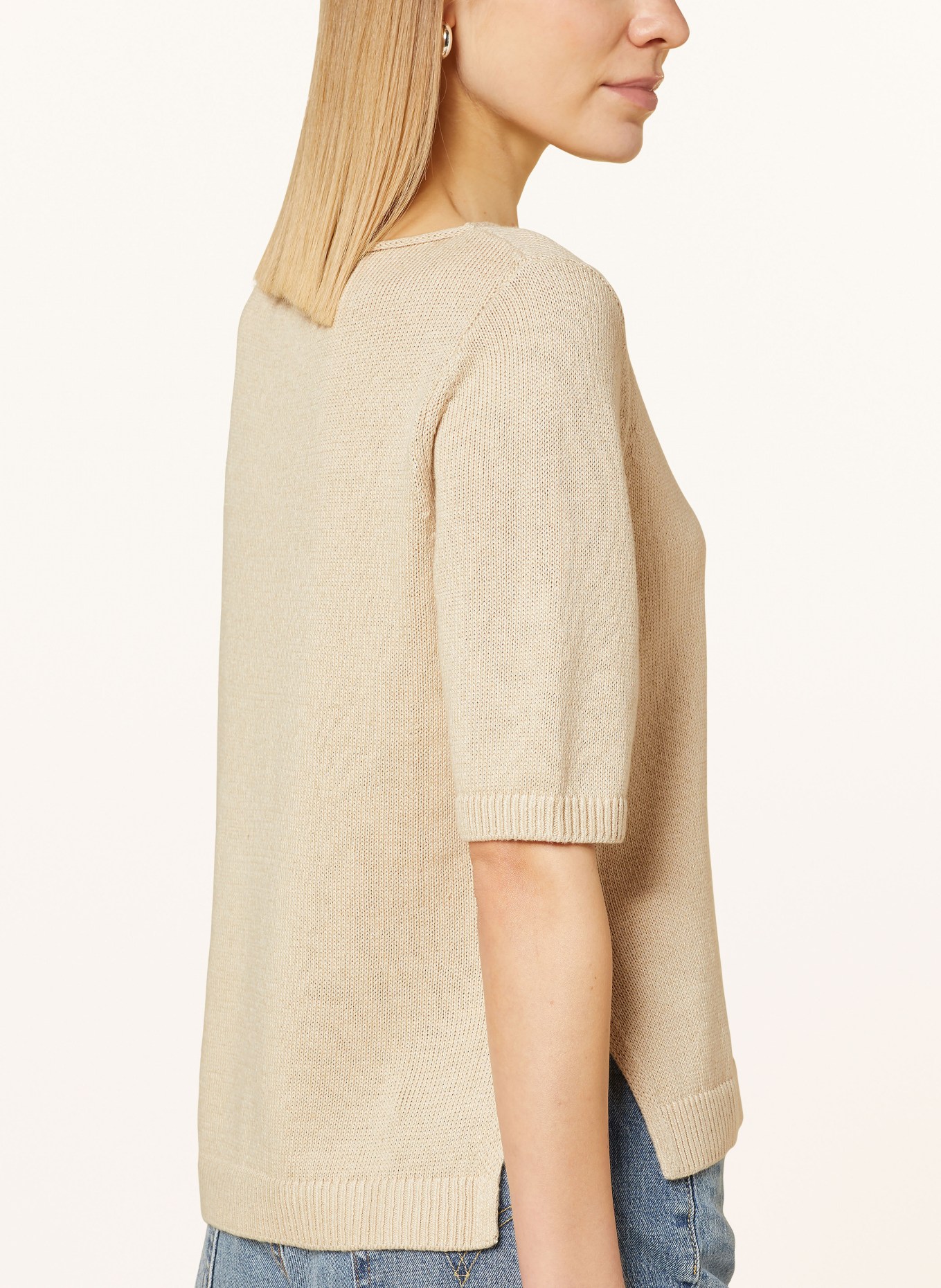 Marc O'Polo Knit shirt with linen, Color: BEIGE (Image 4)