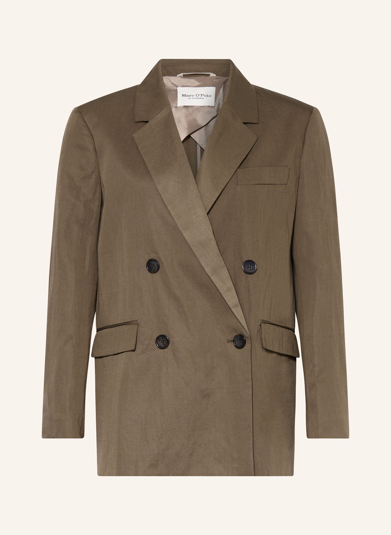 Marc O'Polo Long blazer with linen, Color: BROWN (Image 1)
