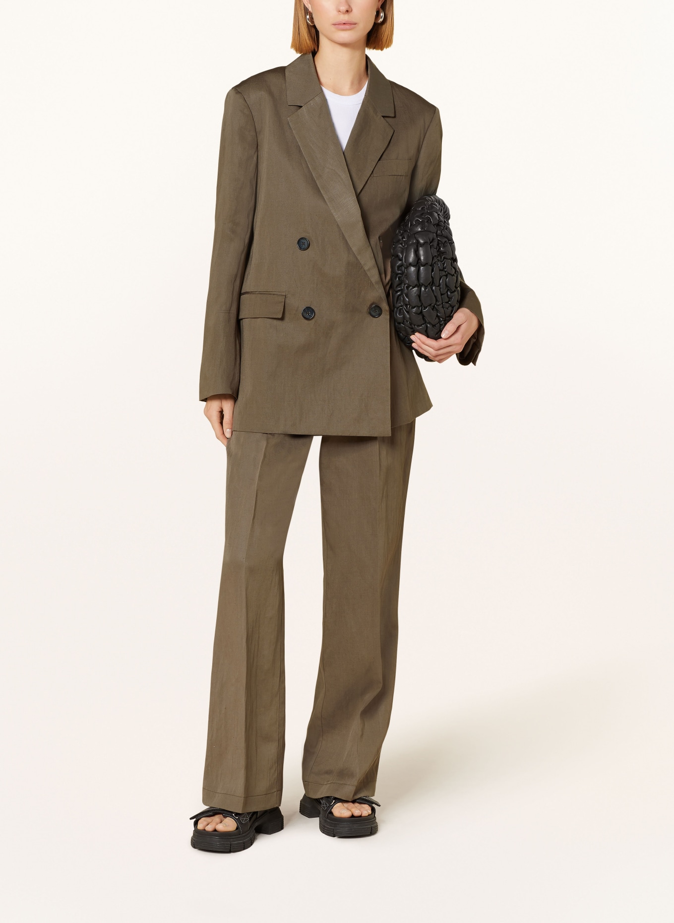 Marc O'Polo Long blazer with linen, Color: BROWN (Image 2)