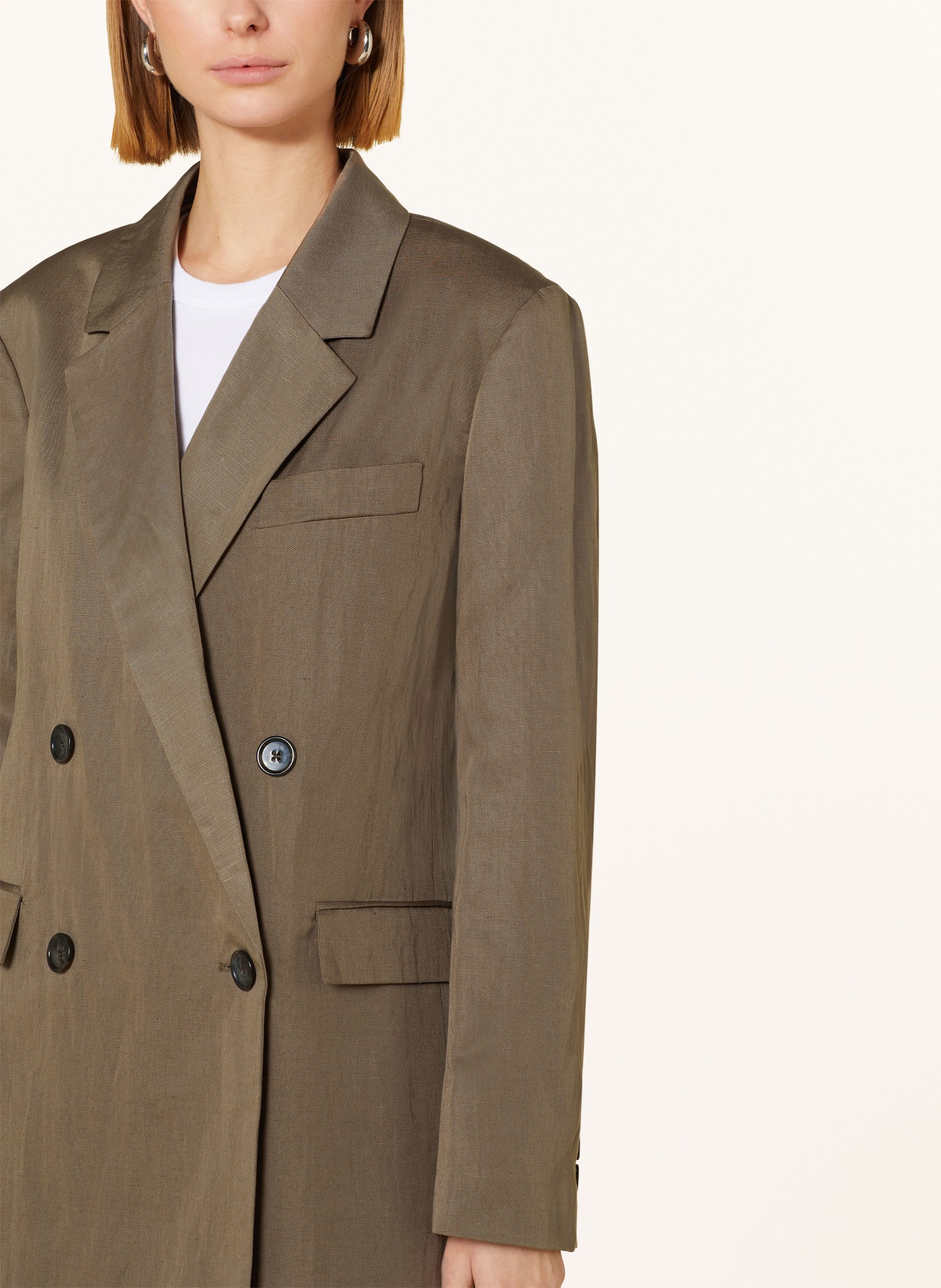 Marc O'Polo Long blazer with linen, Color: BROWN (Image 4)