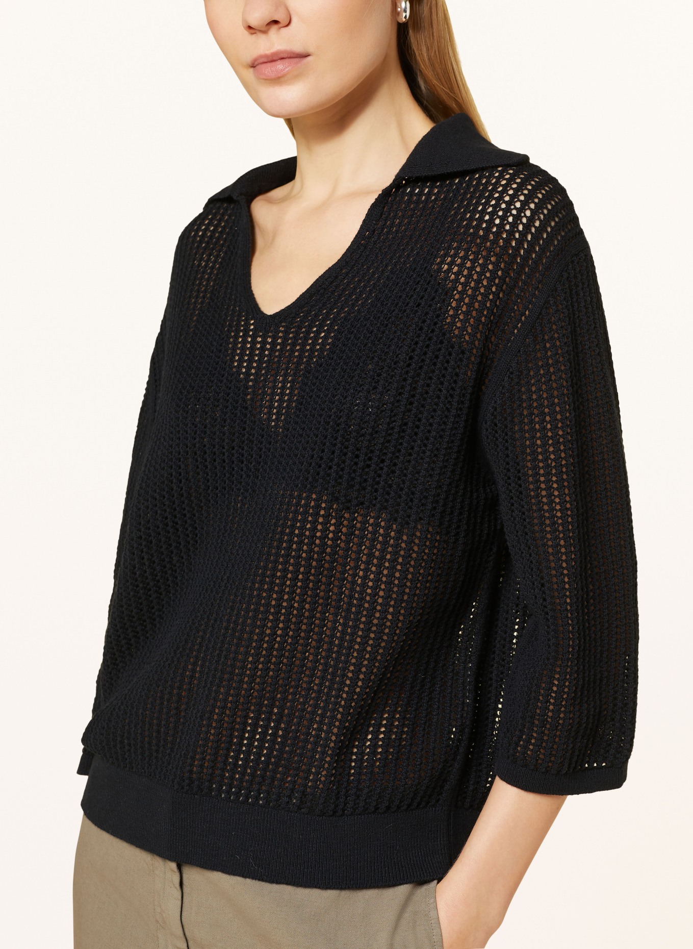 Marc O'Polo Sweater with 3/4 sleeves, Color: BLACK (Image 4)
