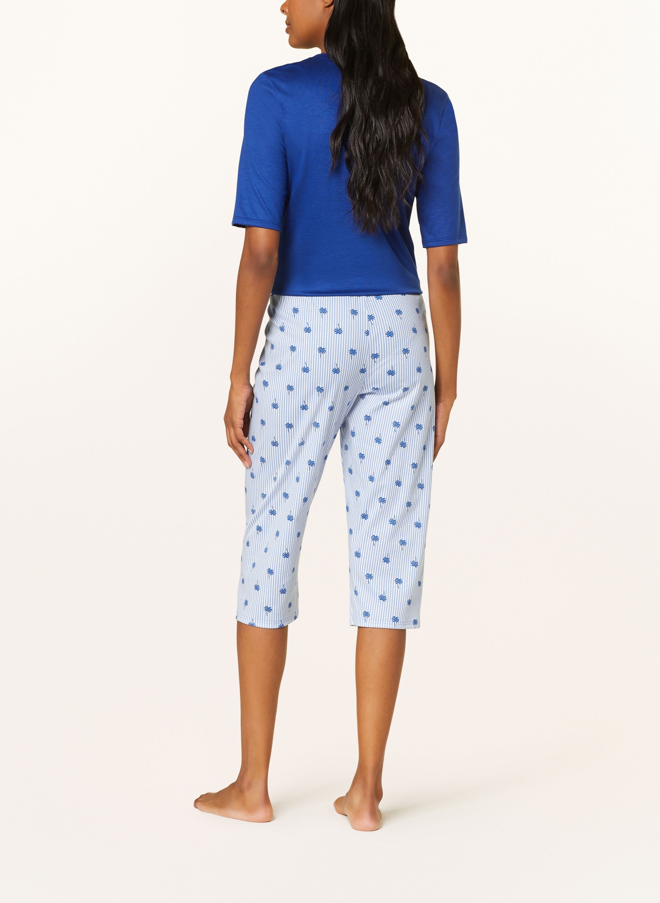 CALIDA 3/4 pajama pants, Color: WHITE/ LIGHT BLUE (Image 3)