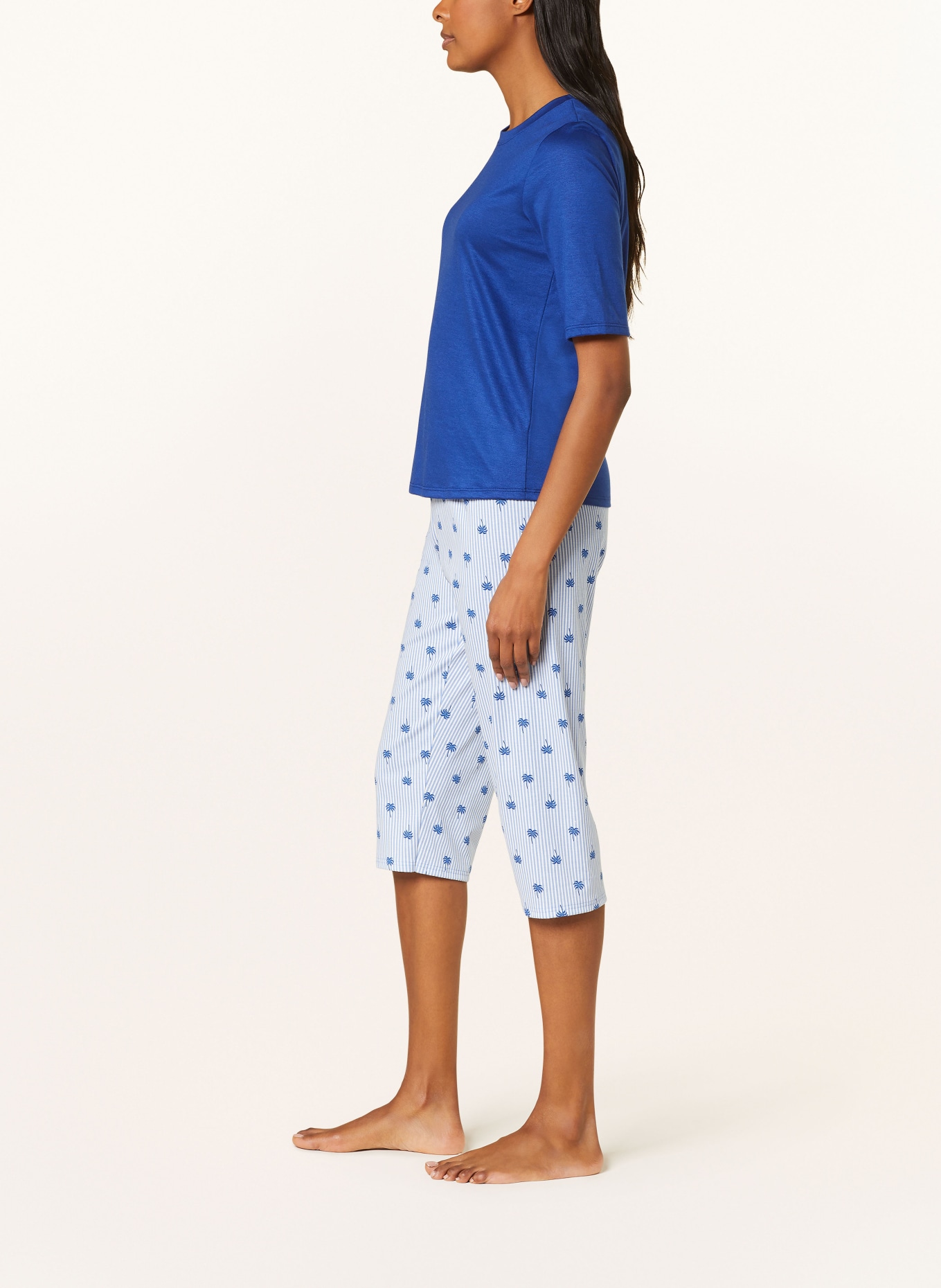 CALIDA 3/4 pajama pants, Color: WHITE/ LIGHT BLUE (Image 4)