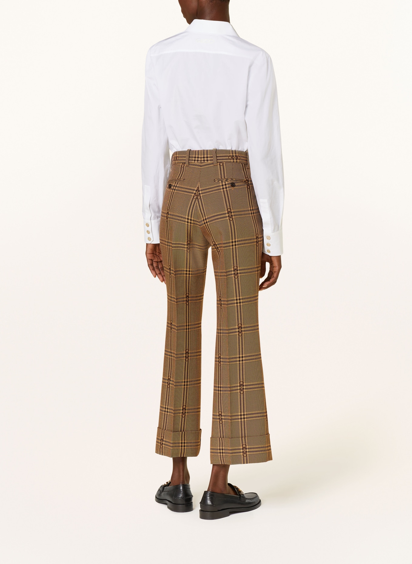 GG cotton-blend wide-leg pants in brown - Gucci