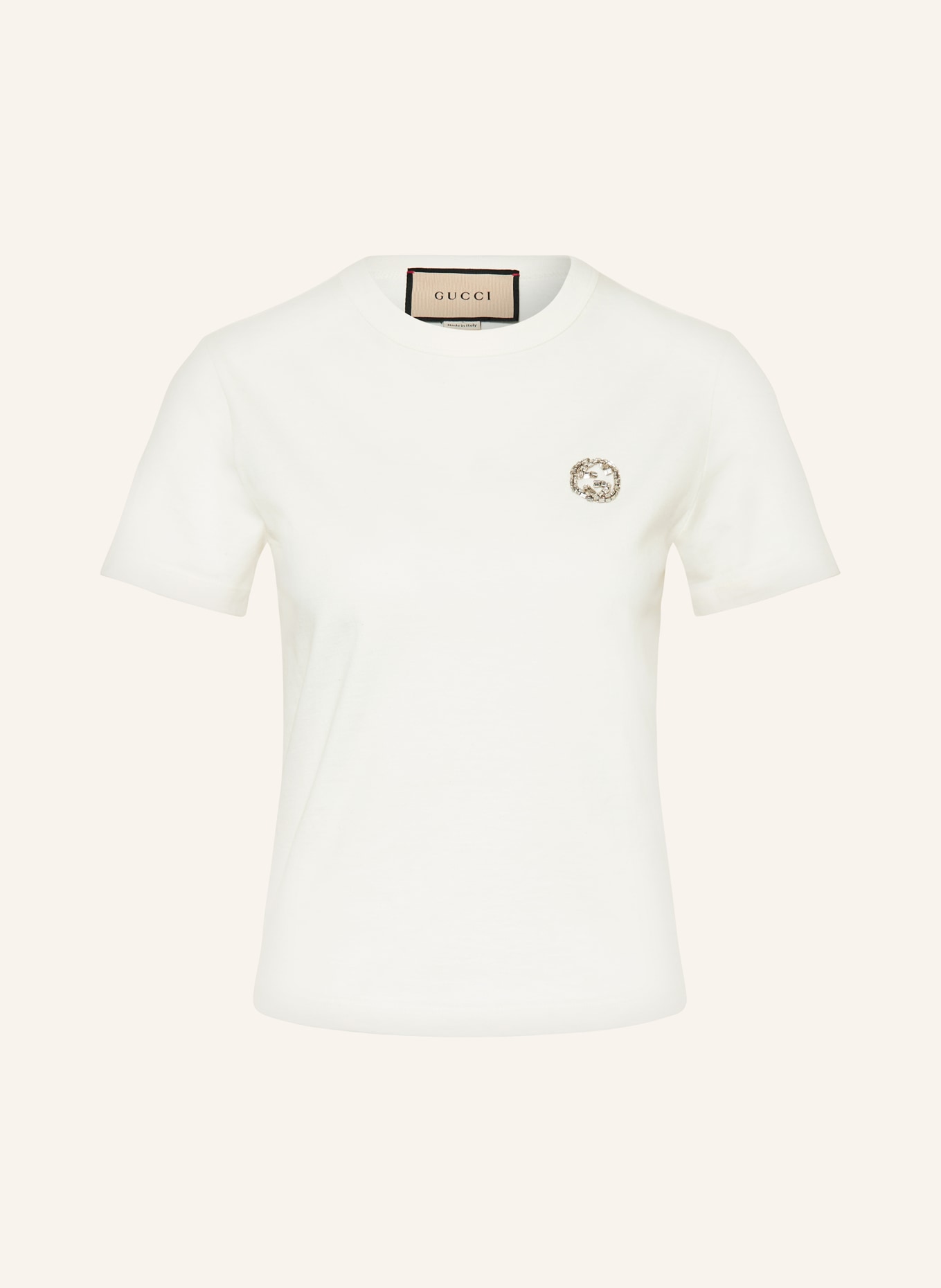 GUCCI T-shirt with decorative gems, Color: LIGHT YELLOW (Image 1)