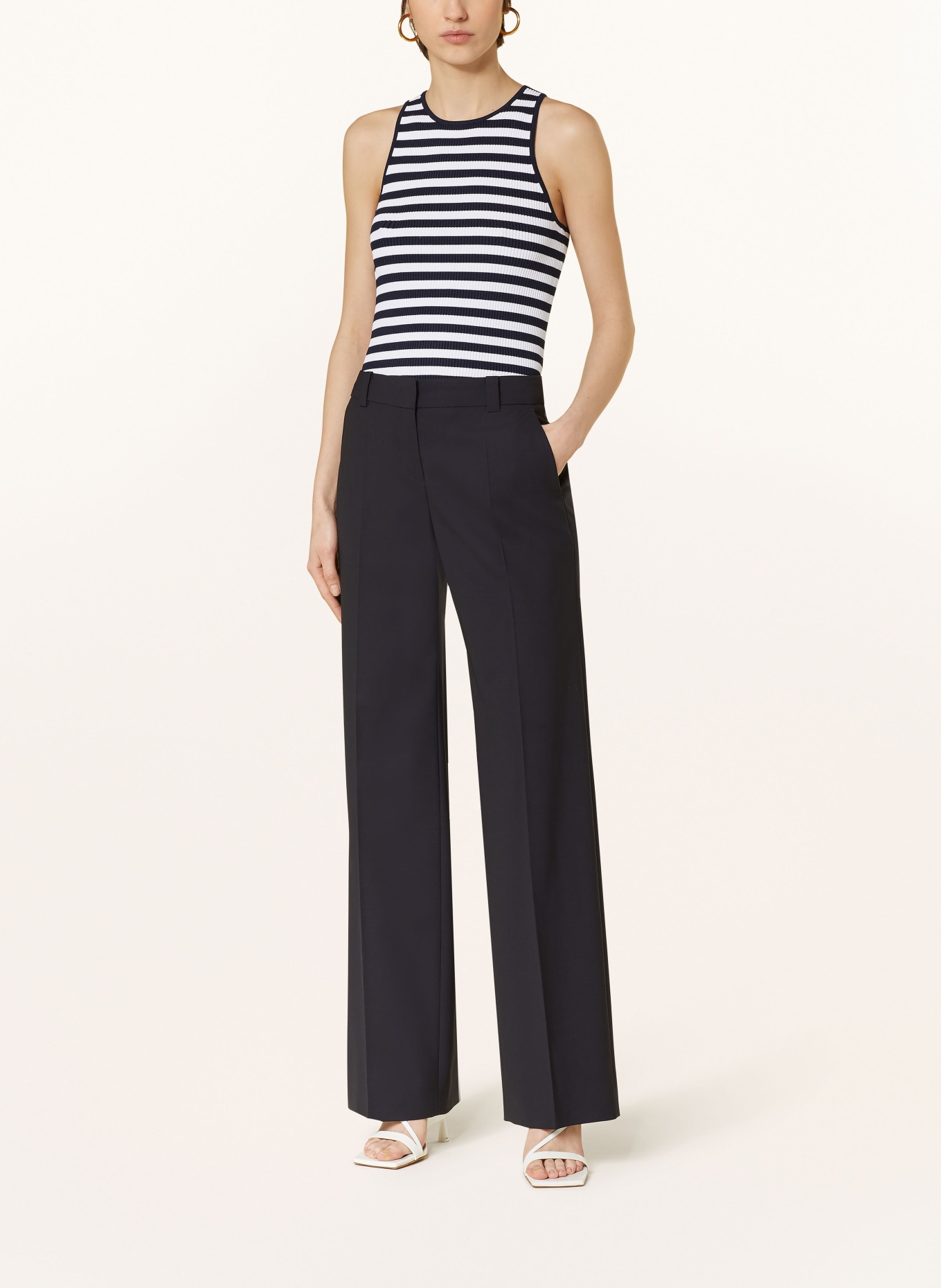 MICHAEL KORS Cropped knit top in dark blue/ white