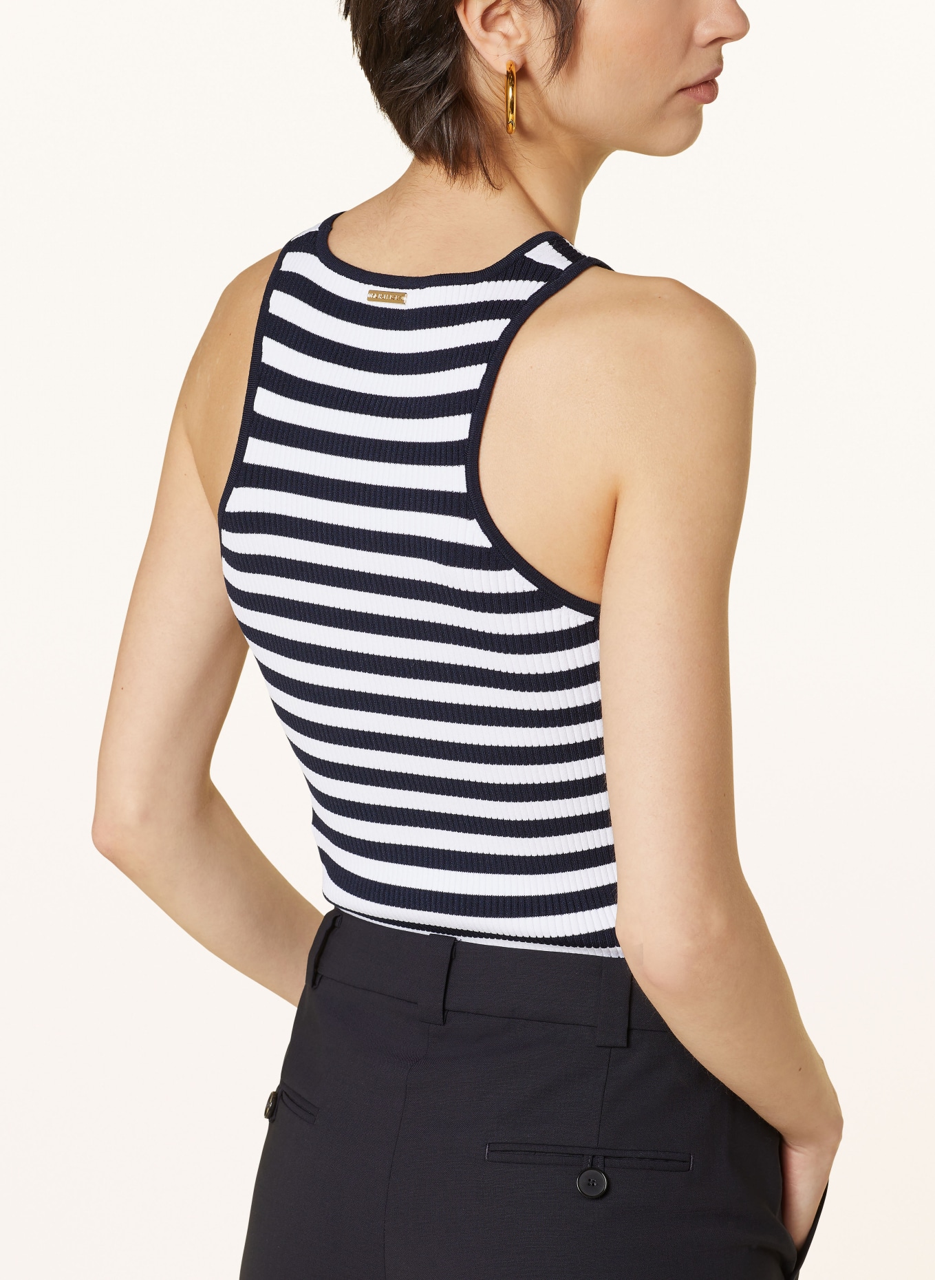 MICHAEL KORS Cropped knit top, Color: DARK BLUE/ WHITE (Image 4)