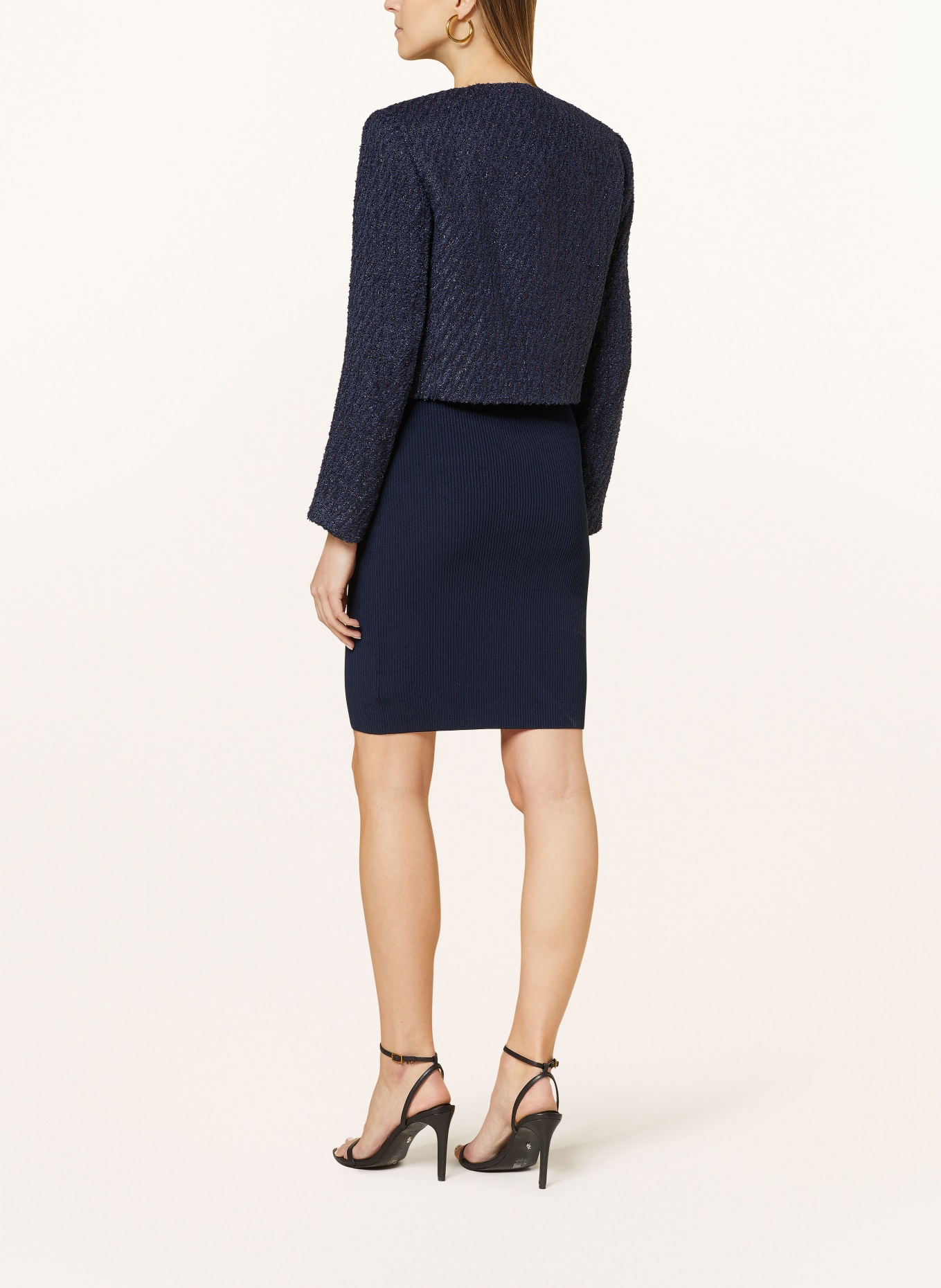 MICHAEL KORS Boxy jacket made of tweed with glitter thread, Color: DARK BLUE (Image 3)