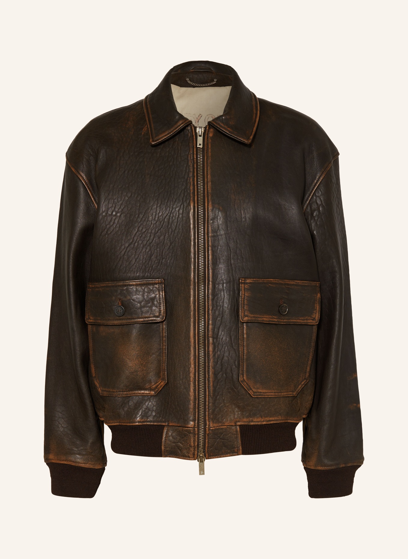 GOLDEN GOOSE Leather jacket JOURNEY, Color: DARK BROWN (Image 1)