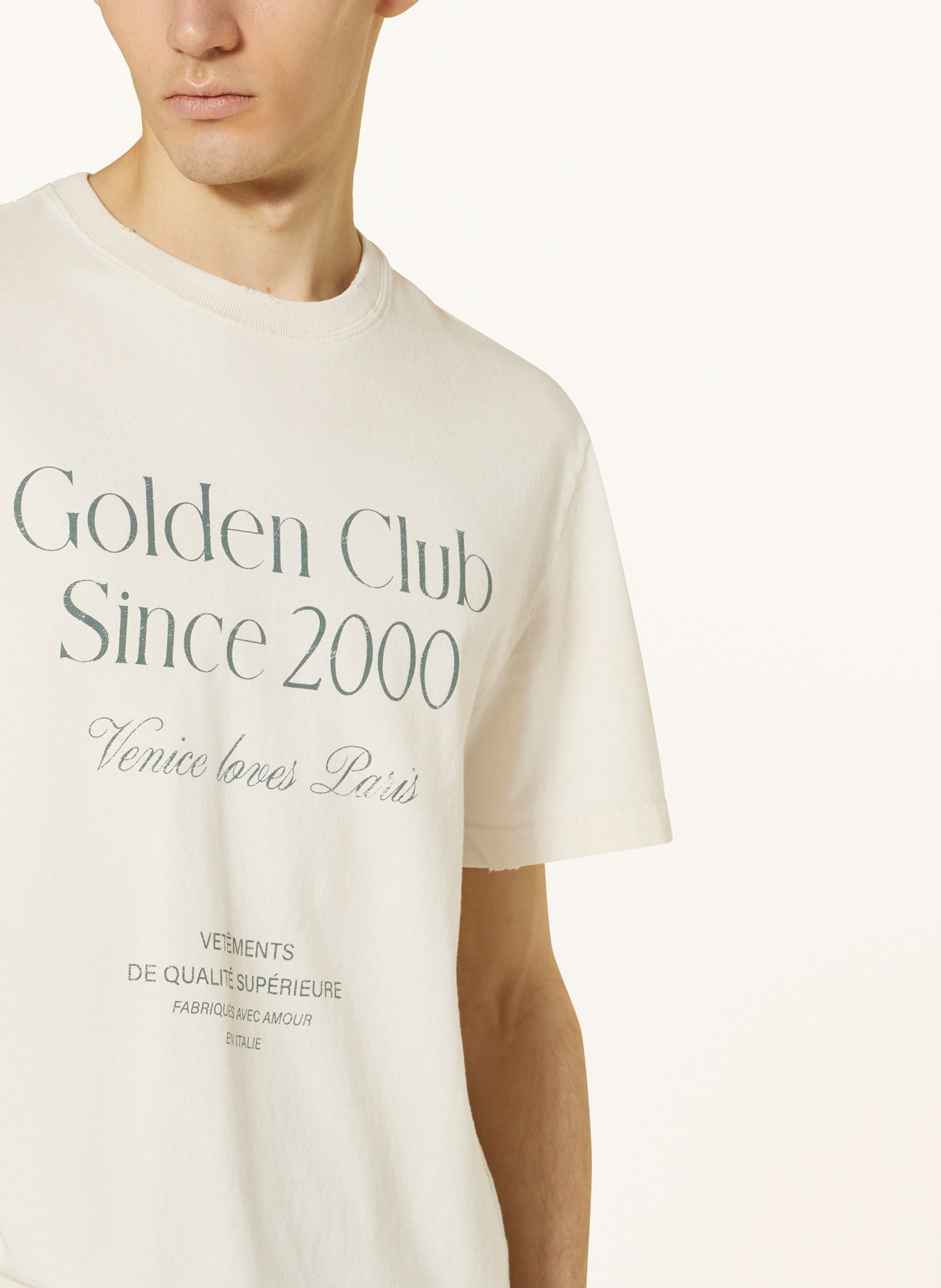 GOLDEN GOOSE T-shirt JOURNEY, Kolor: KREMOWY/ ZIELONY (Obrazek 4)