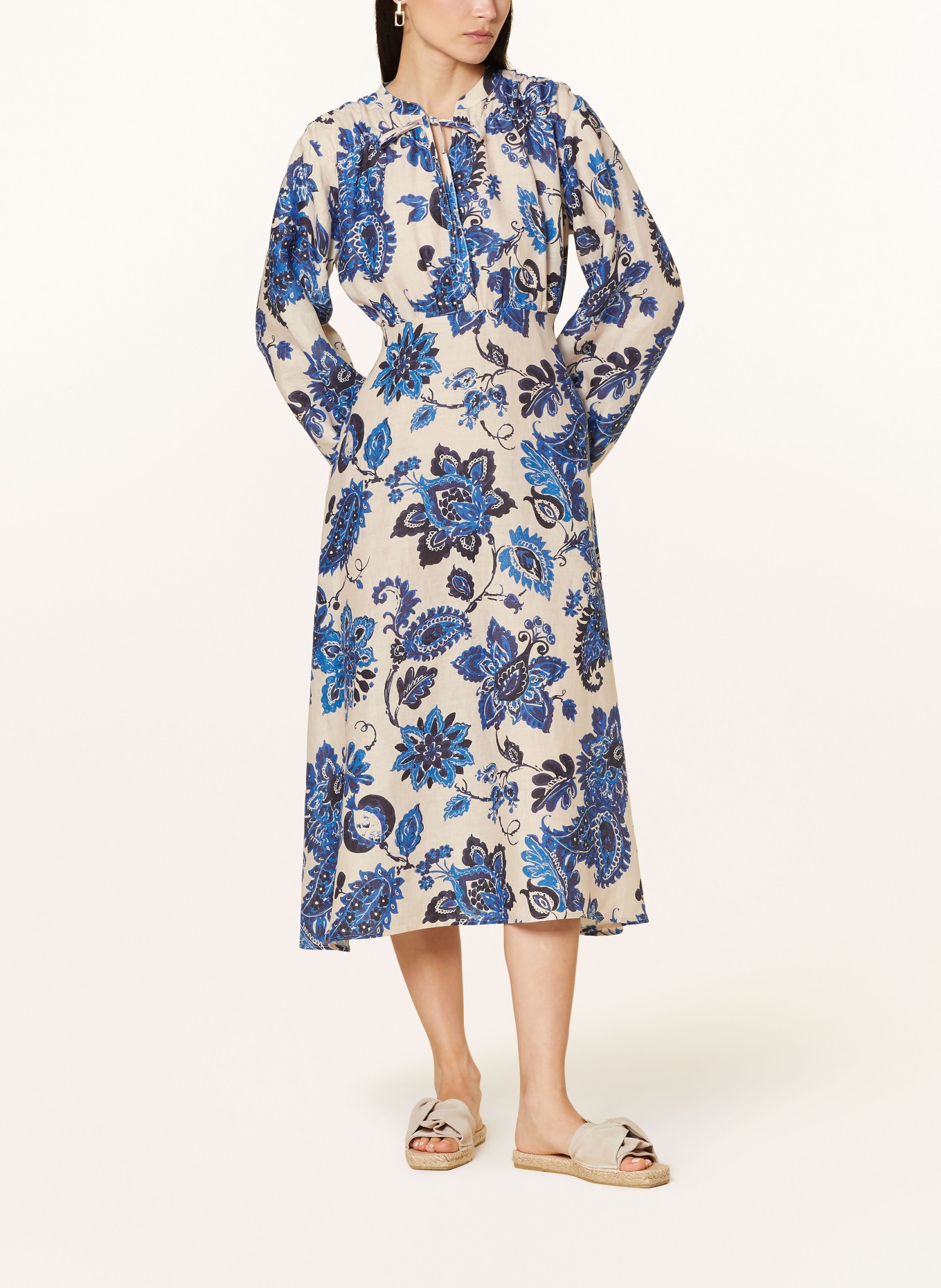 MRS & HUGS Linen dress, Color: BLUE/ DARK BLUE/ CREAM (Image 2)