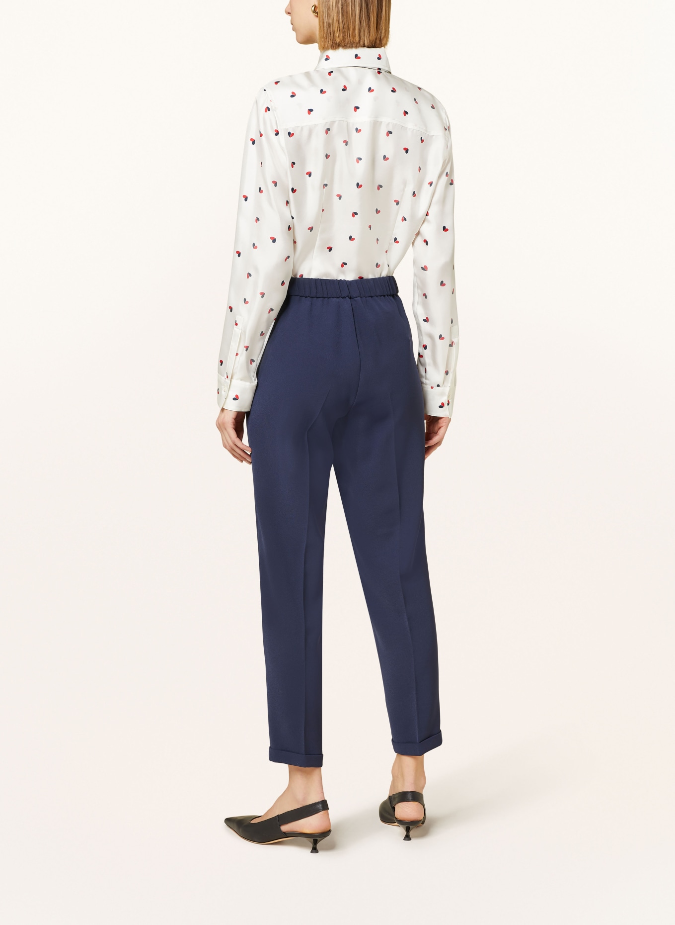 van Laack Shirt blouse MUSE with silk detachable bow, Color: CREAM/ DARK BLUE/ RED (Image 3)