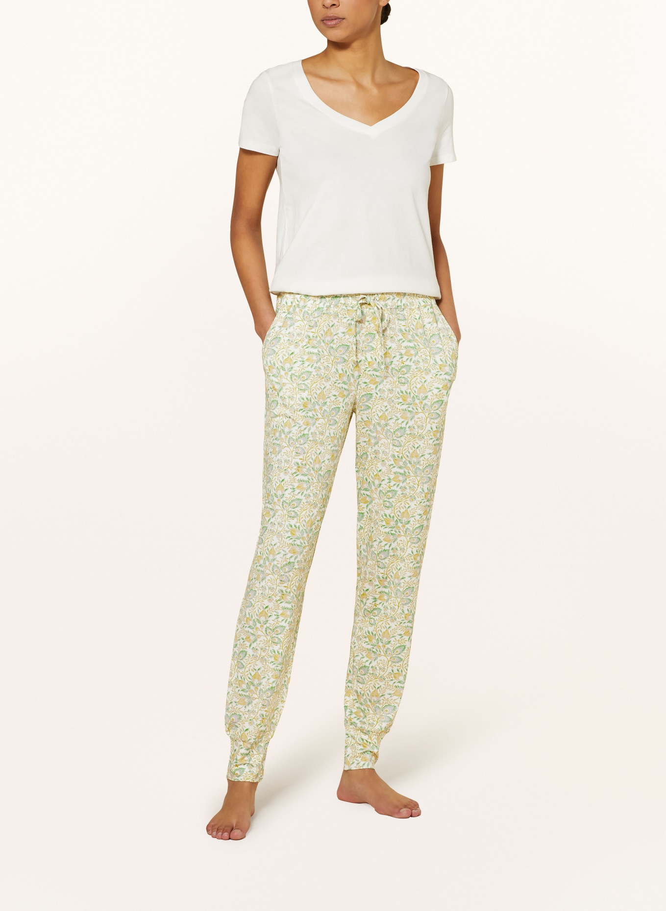 ESSENZA Pajama pants JULES LEVINE, Color: CREAM/ DARK YELLOW/ GREEN (Image 2)