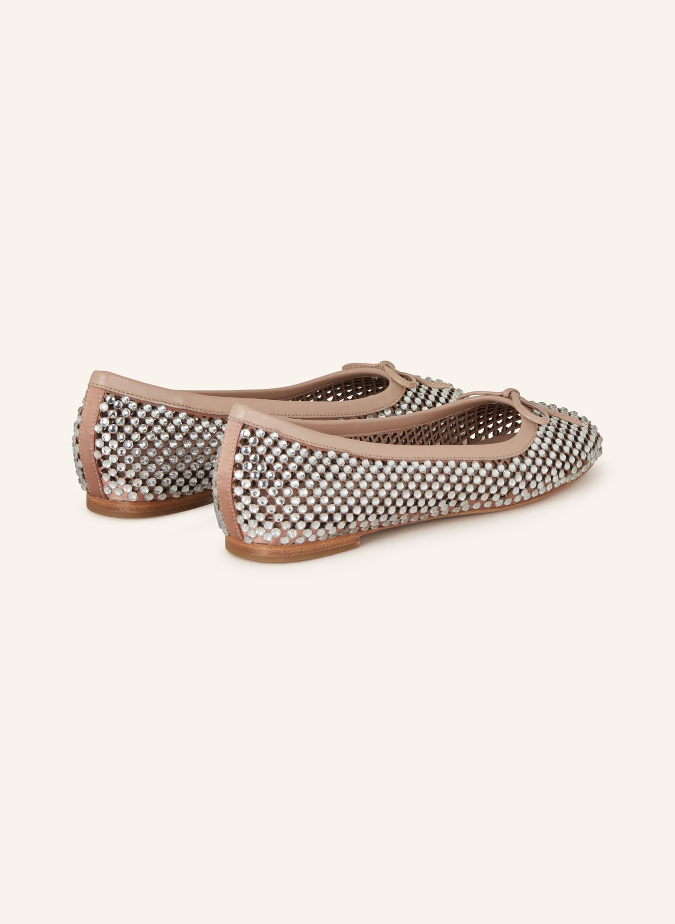 Lola Cruz Ballet flats with decorative gem trim, Color: BEIGE (Image 2)