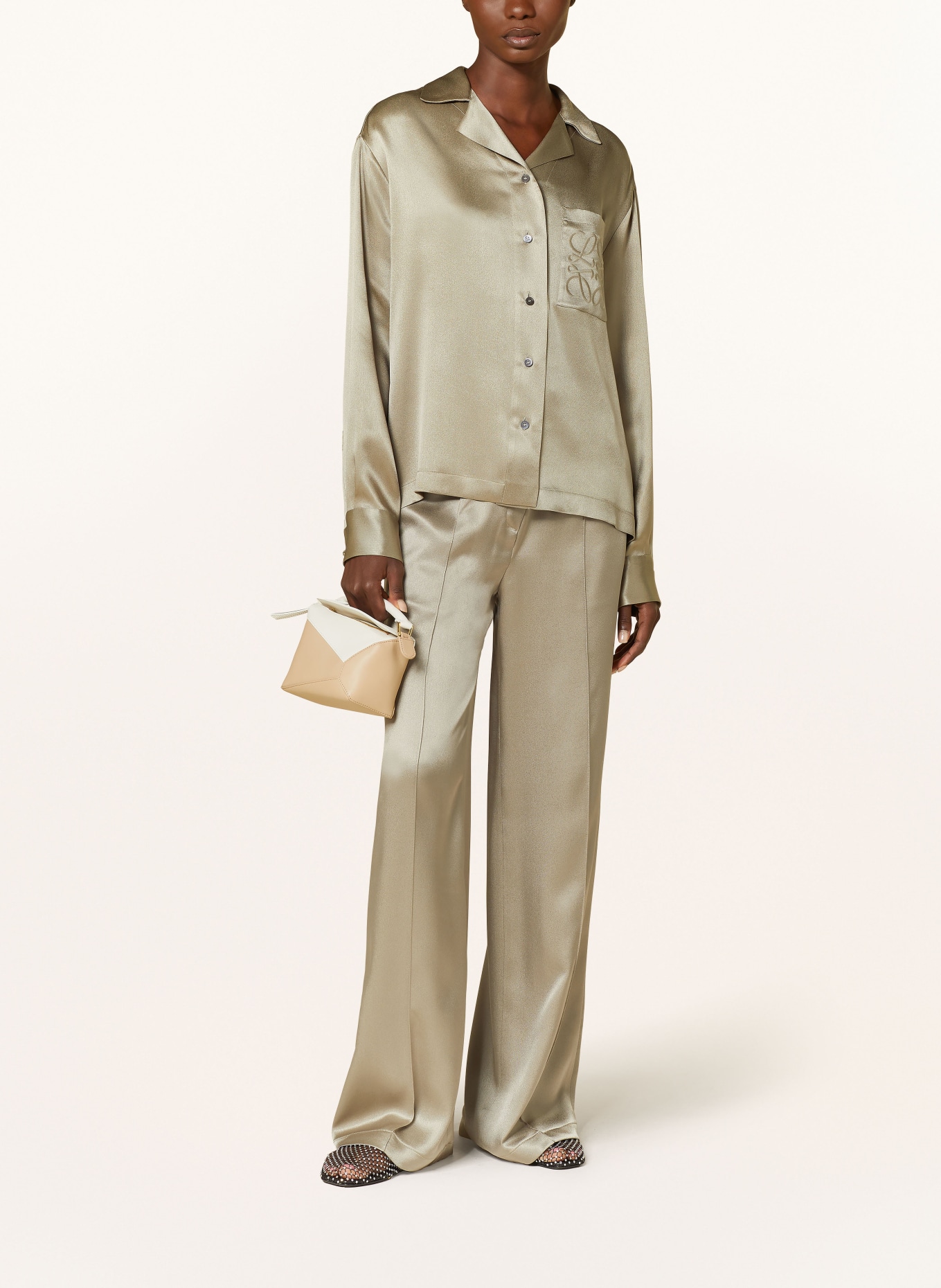LOEWE Spodnie z jedwabiu, Kolor: OLIWKOWY (Obrazek 2)