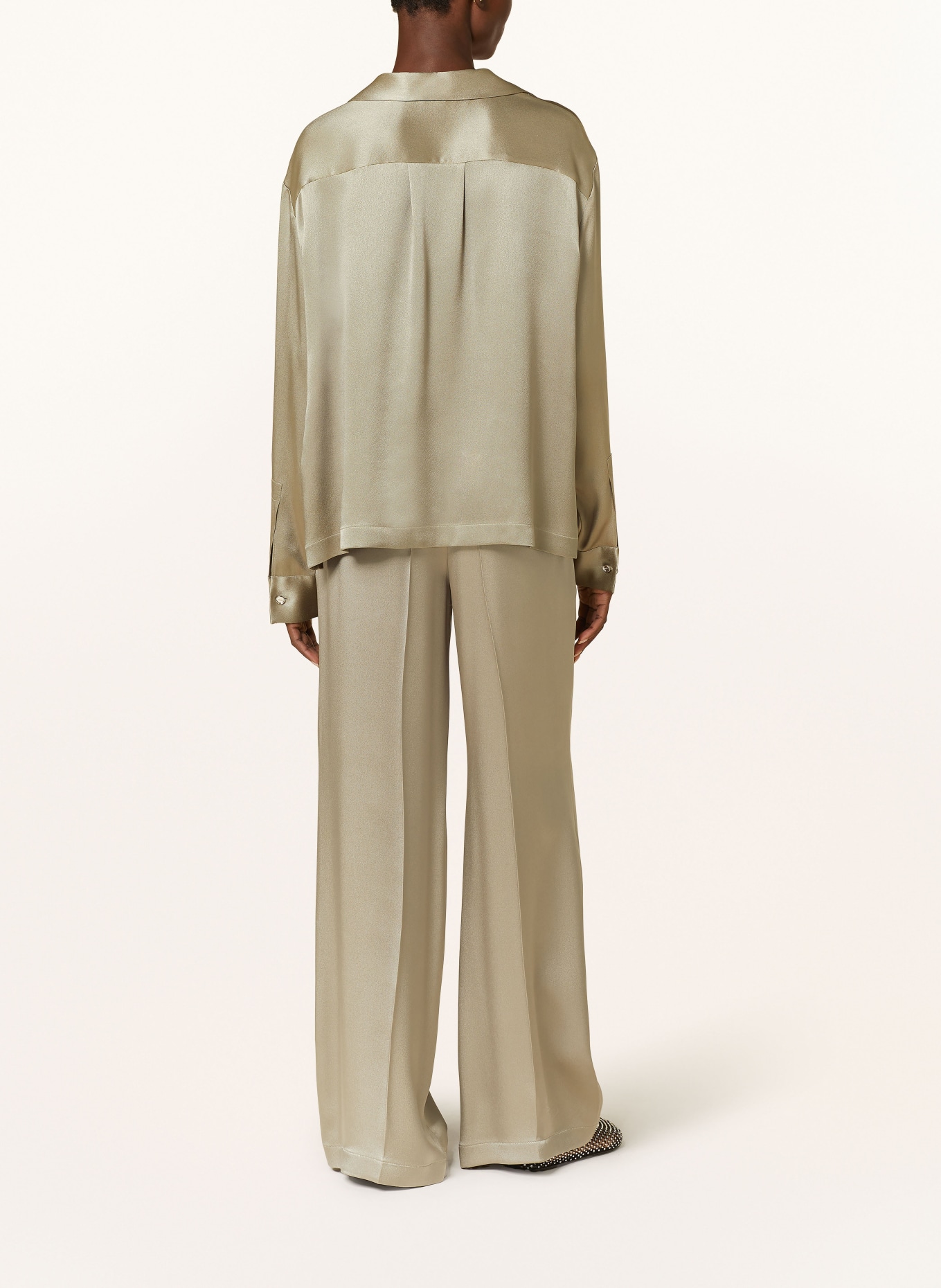 LOEWE Silk pants, Color: OLIVE (Image 3)