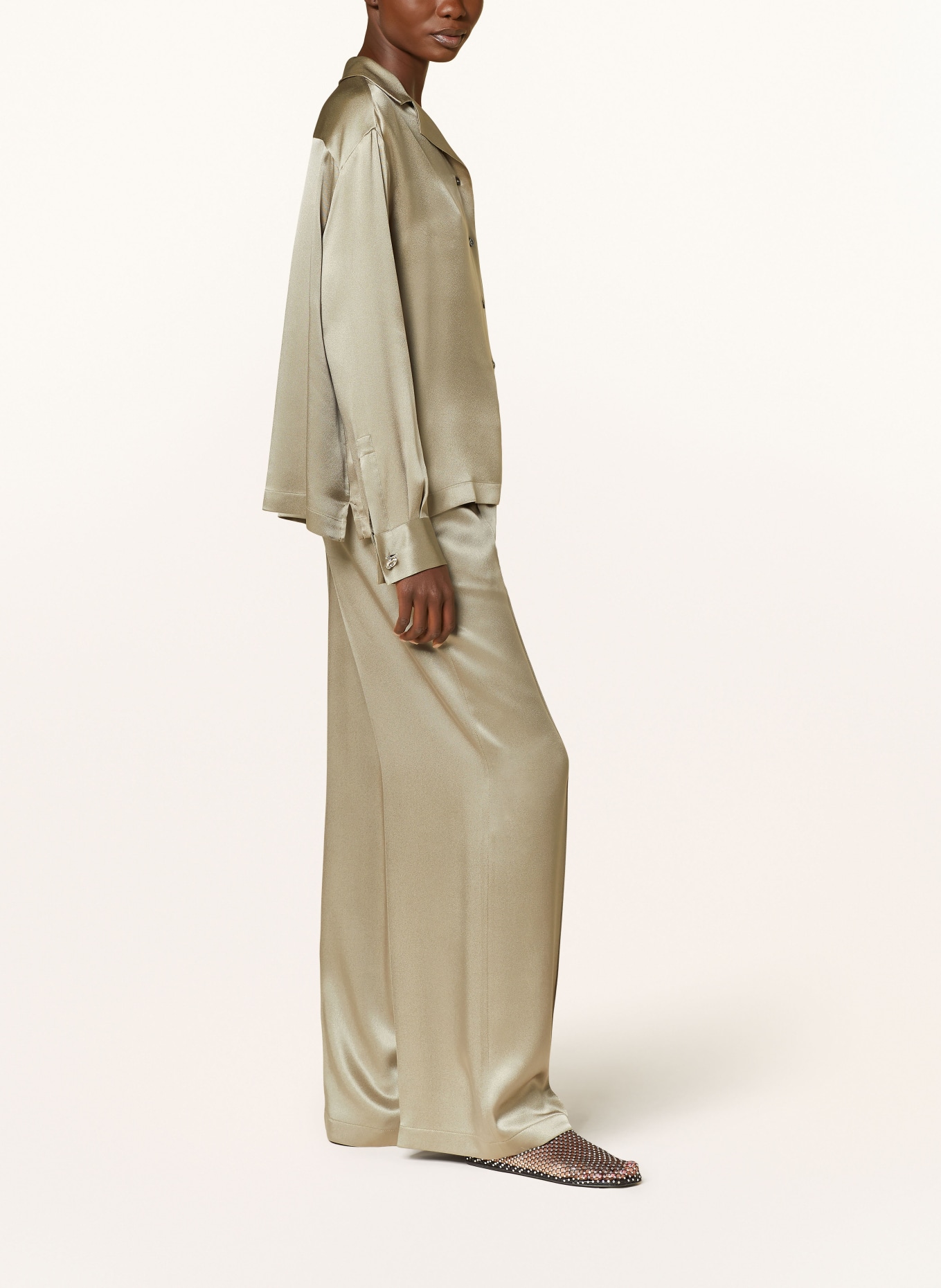 LOEWE Silk pants, Color: OLIVE (Image 4)
