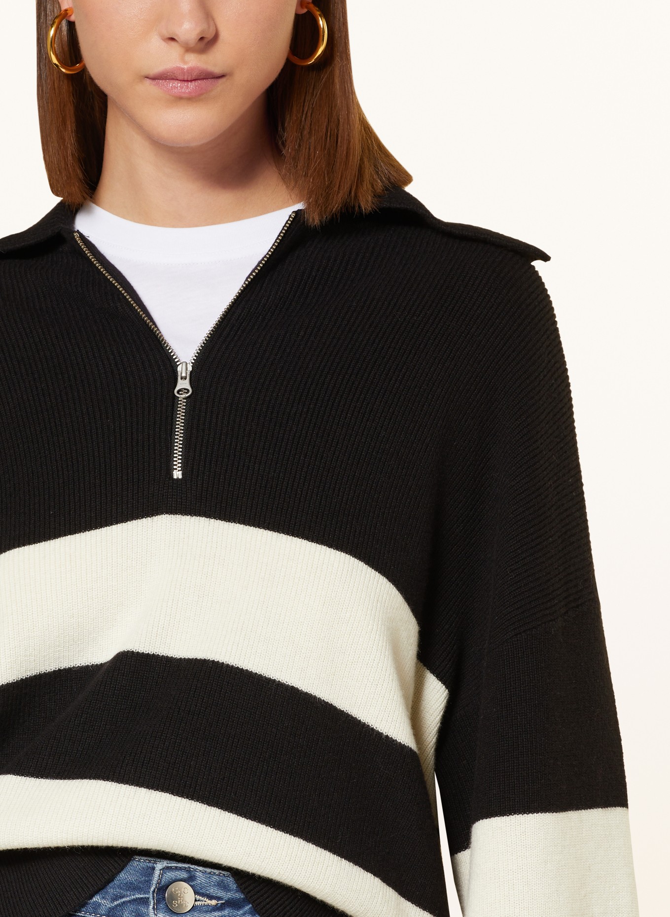 InWear Half-zip sweater OTHILIAIW, Color: BLACK/ WHITE (Image 4)