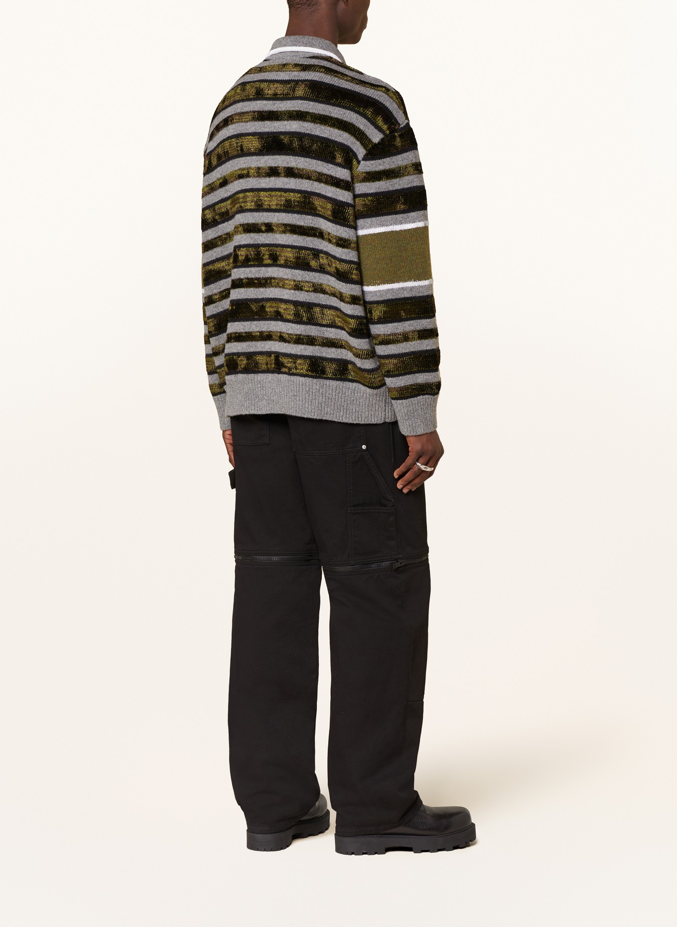 GIVENCHY Oversized half-zip sweater, Color: GRAY/ GREEN/ OLIVE (Image 3)