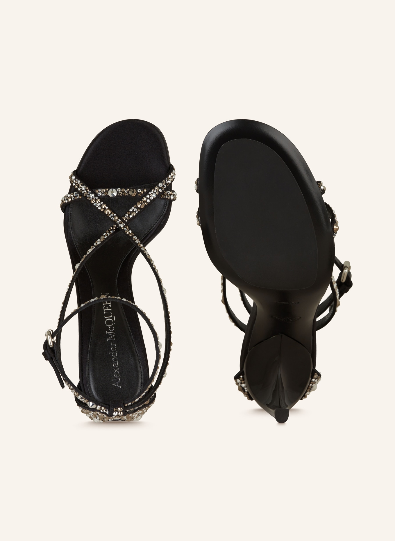 Alexander McQUEEN Sandals with decorative gems, Color: 1064 BLACK/CRYSTAL (Image 5)