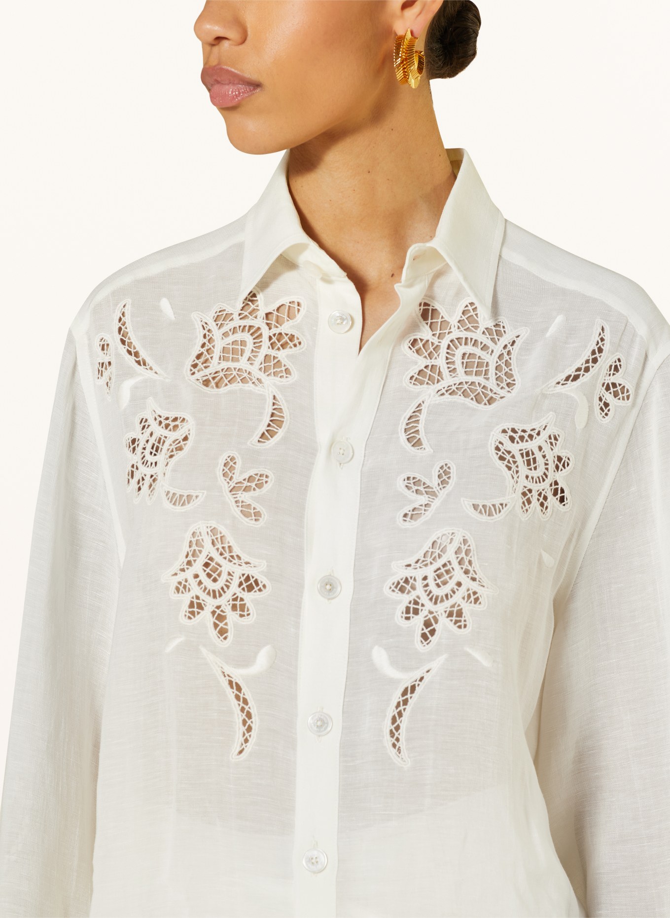 RALPH LAUREN Collection Shirt blouse HOLBERT with linen, Color: CREAM (Image 4)