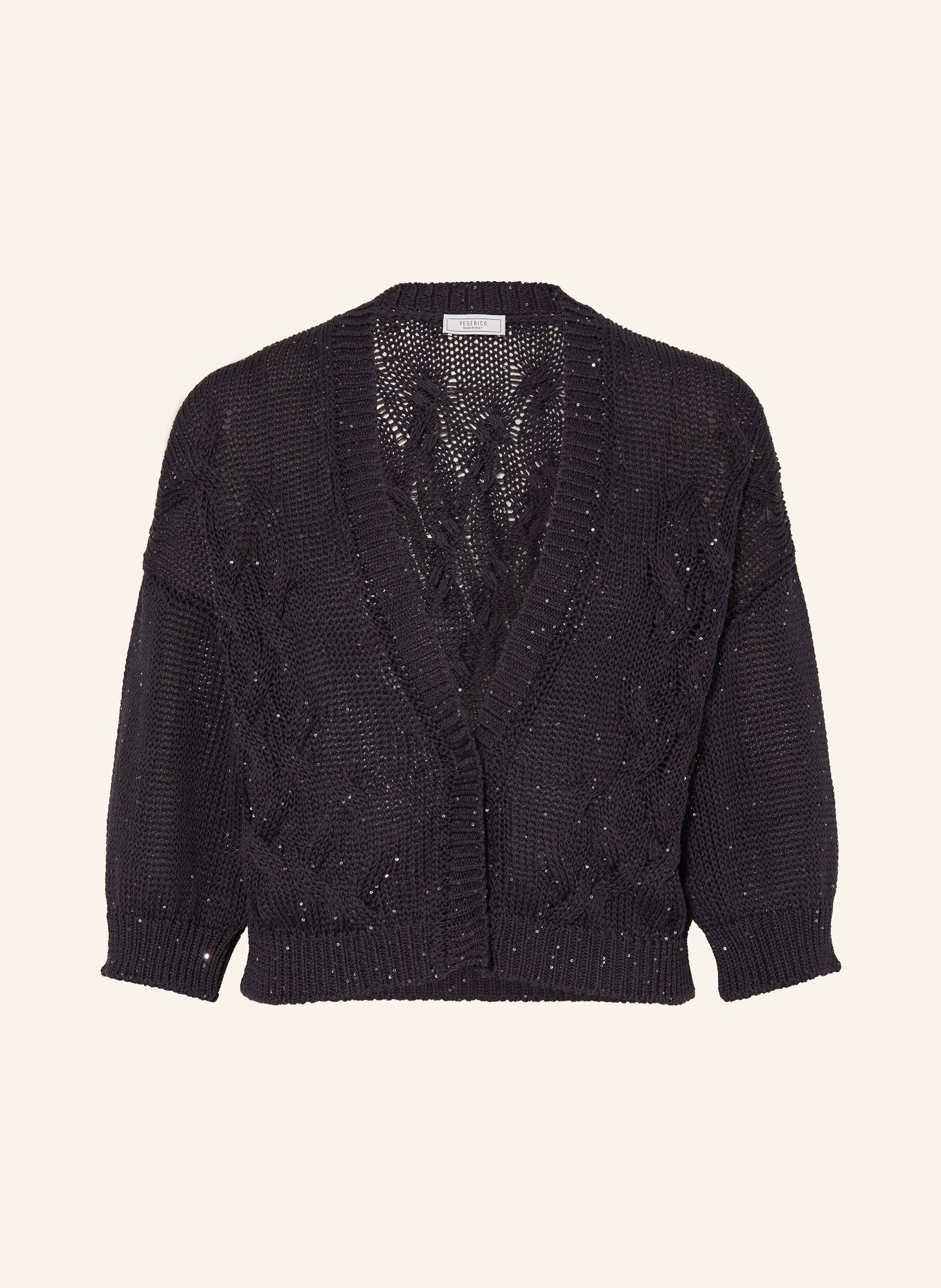 PESERICO Oversized cardigan with sequins, Color: DARK BLUE (Image 1)