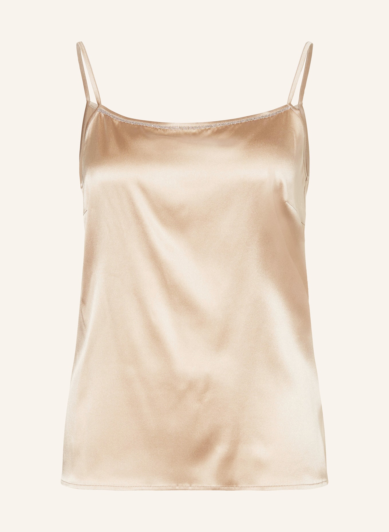 PESERICO Satin top with decorative beads, Color: BEIGE (Image 1)