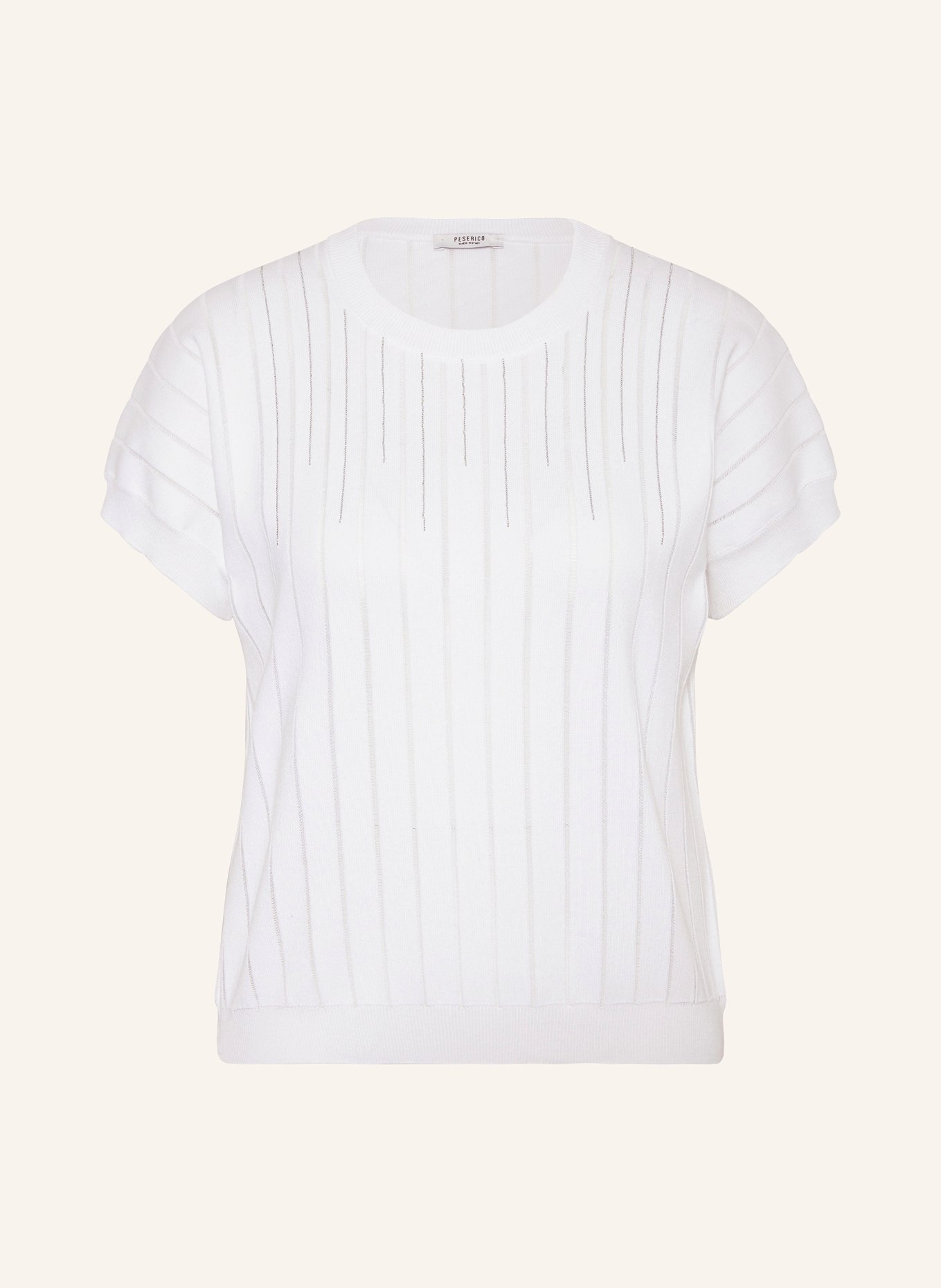 PESERICO Úpletové tričko s ozdobnými perličkami, Barva: BÍLÁ (Obrázek 1)