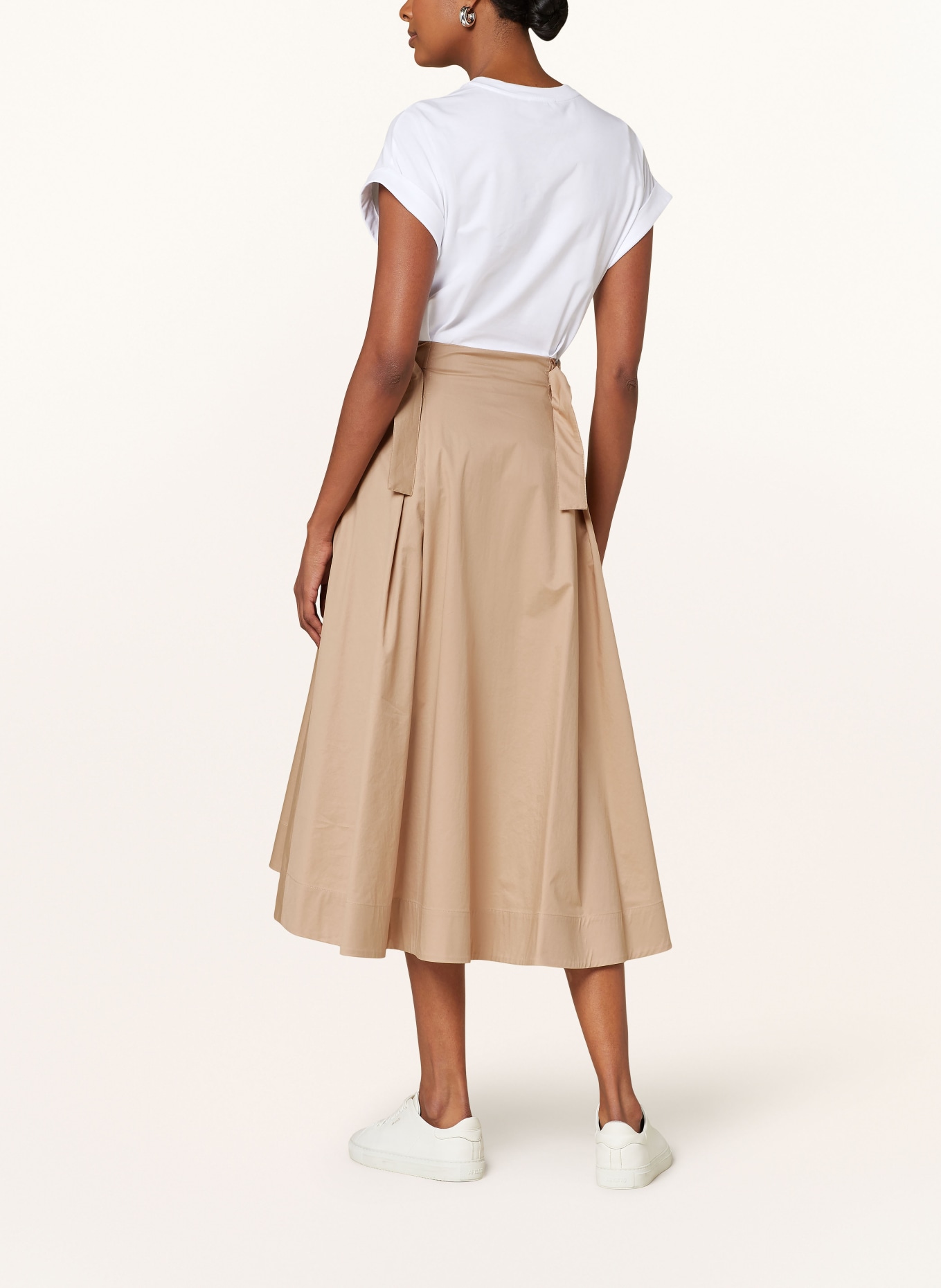 PESERICO Dress in mixed materials, Color: WHITE/ CAMEL (Image 3)
