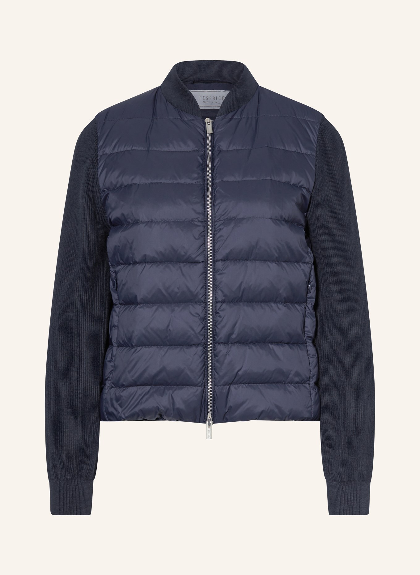 PESERICO Down jacket in mixed materials, Color: DARK BLUE (Image 1)