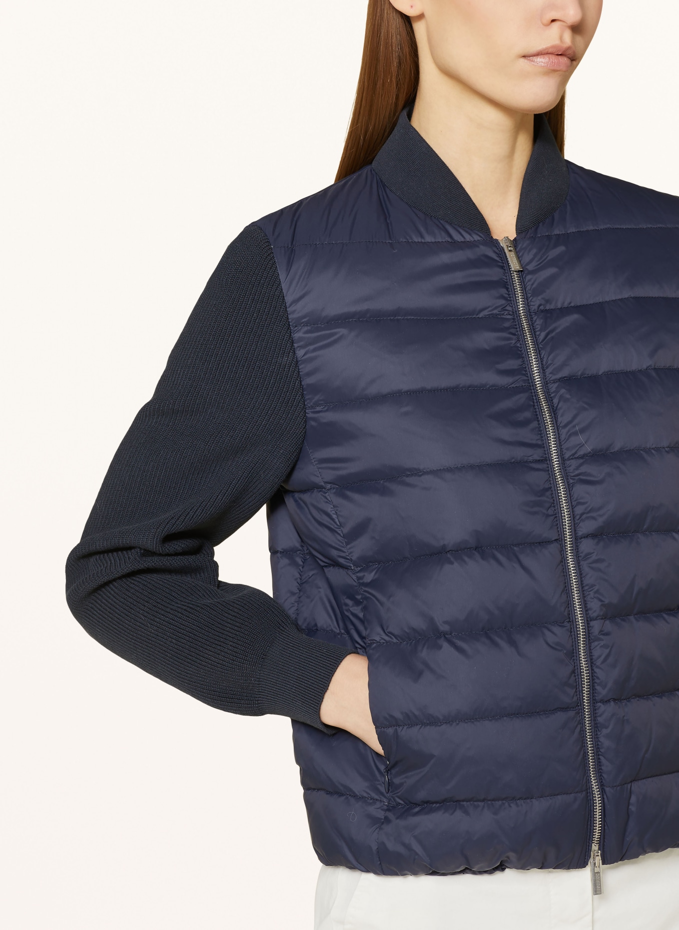 PESERICO Down jacket in mixed materials, Color: DARK BLUE (Image 4)