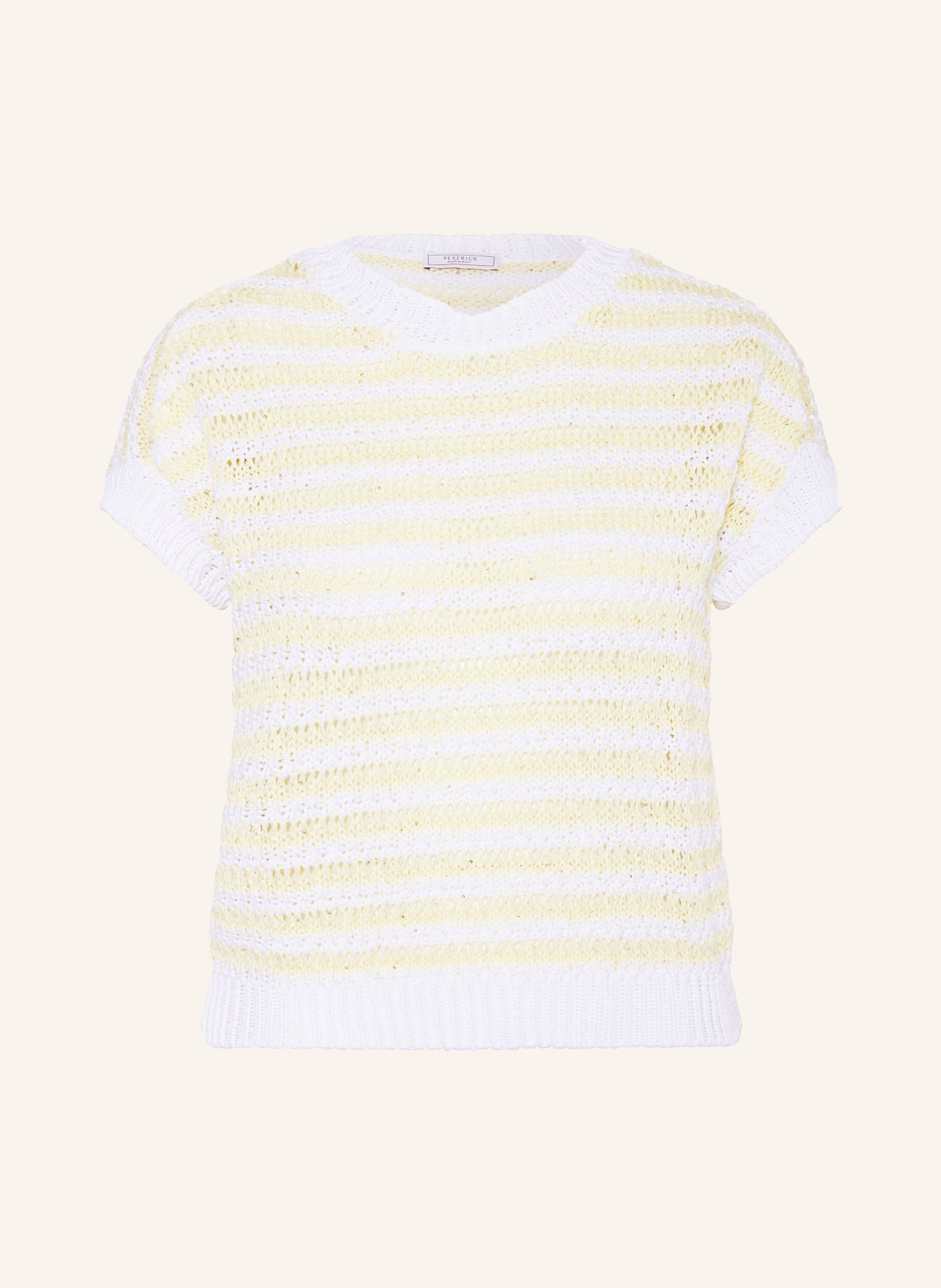 PESERICO Knit shirt with sequins, Color: WHITE/ LIGHT YELLOW (Image 1)